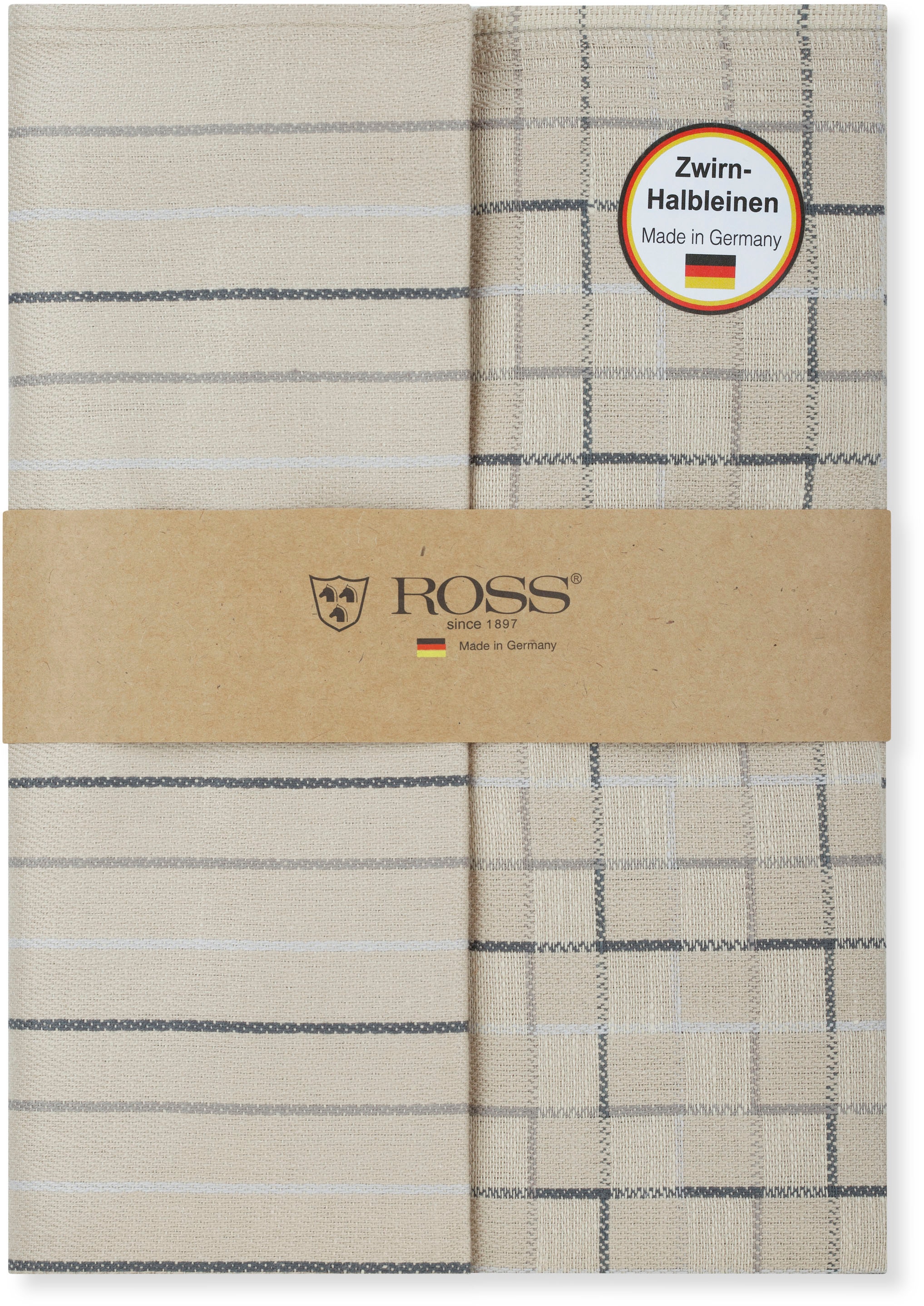 ROSS Geschirrtuch »Geschirrtücher 2er-Set 987 2x HL + Banderole« Zwirn- Halbleinen