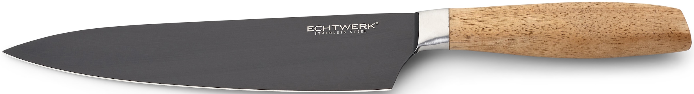 ECHTWERK Kochmesser »Classic«, (1 tlg.), aus hochwertigem Stahl, Akazienholzgriff, Black-Edition, 20 cm