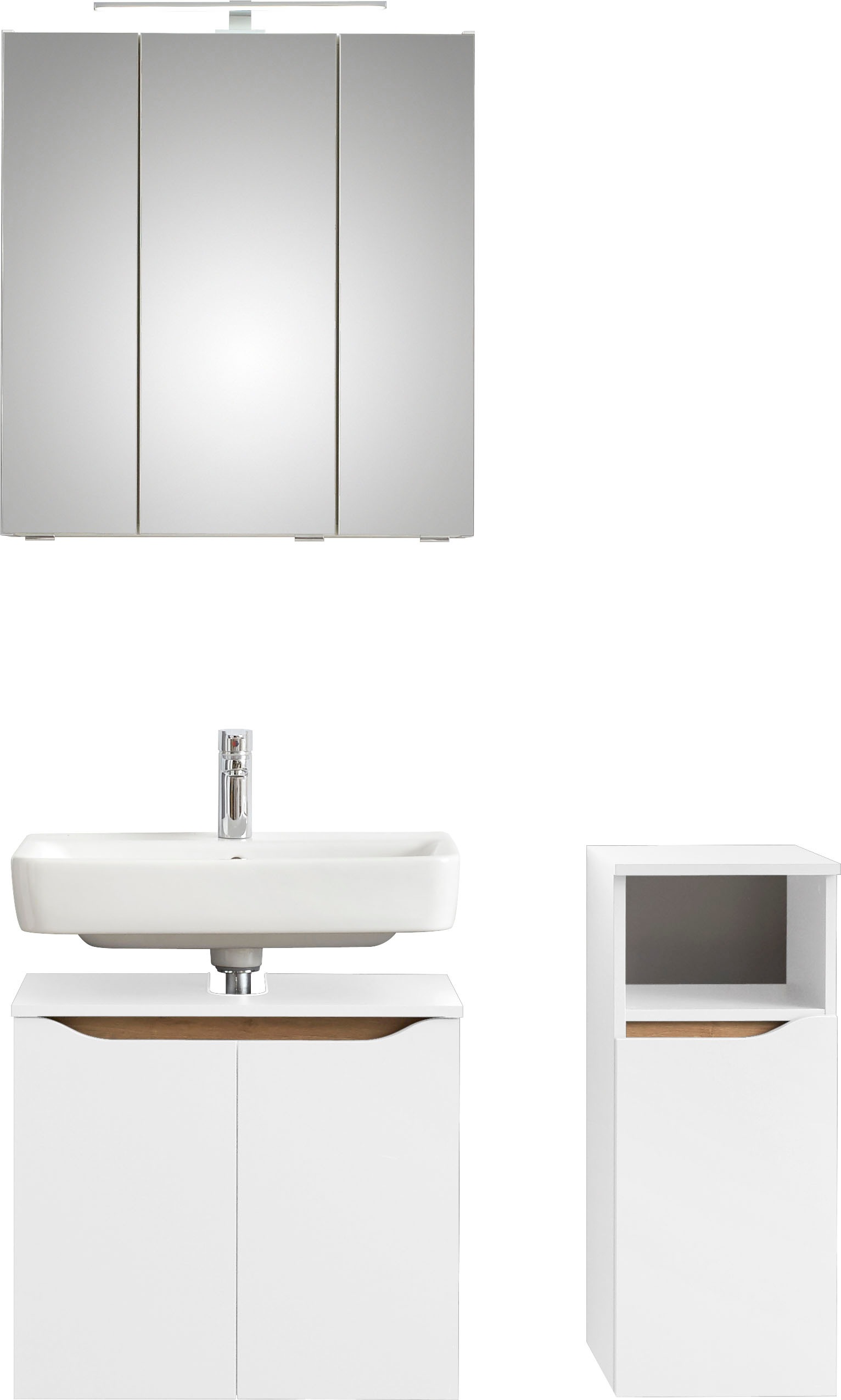 Saphir Badmöbel-Set »Quickset 3-teilig, Waschbeckenunterschrank mit LED-Spi günstig online kaufen