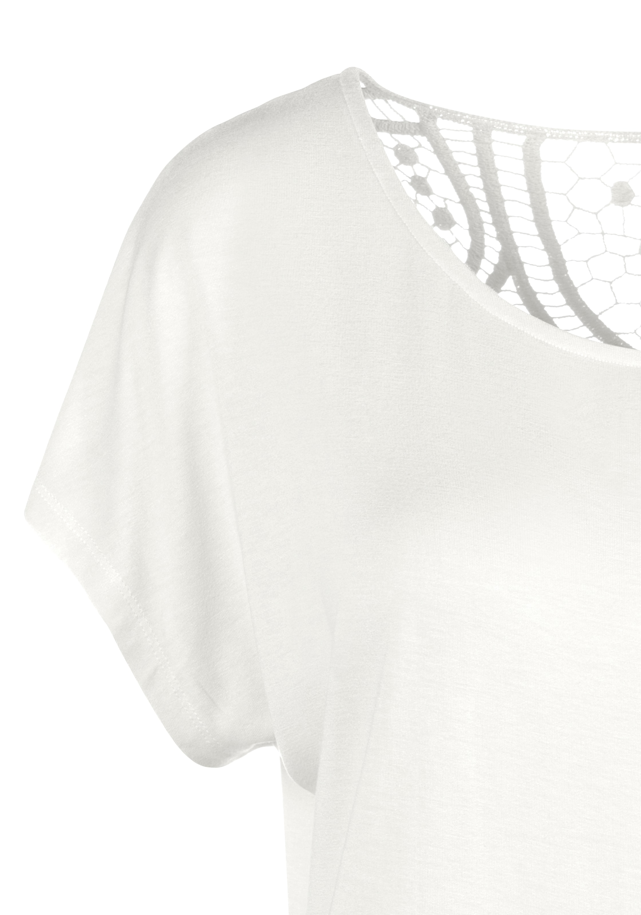 Vivance Kurzarmshirt »mit Spitzeneinsatz im Rücken« aus elastischem Viskose Jersey, sommerlich leicht