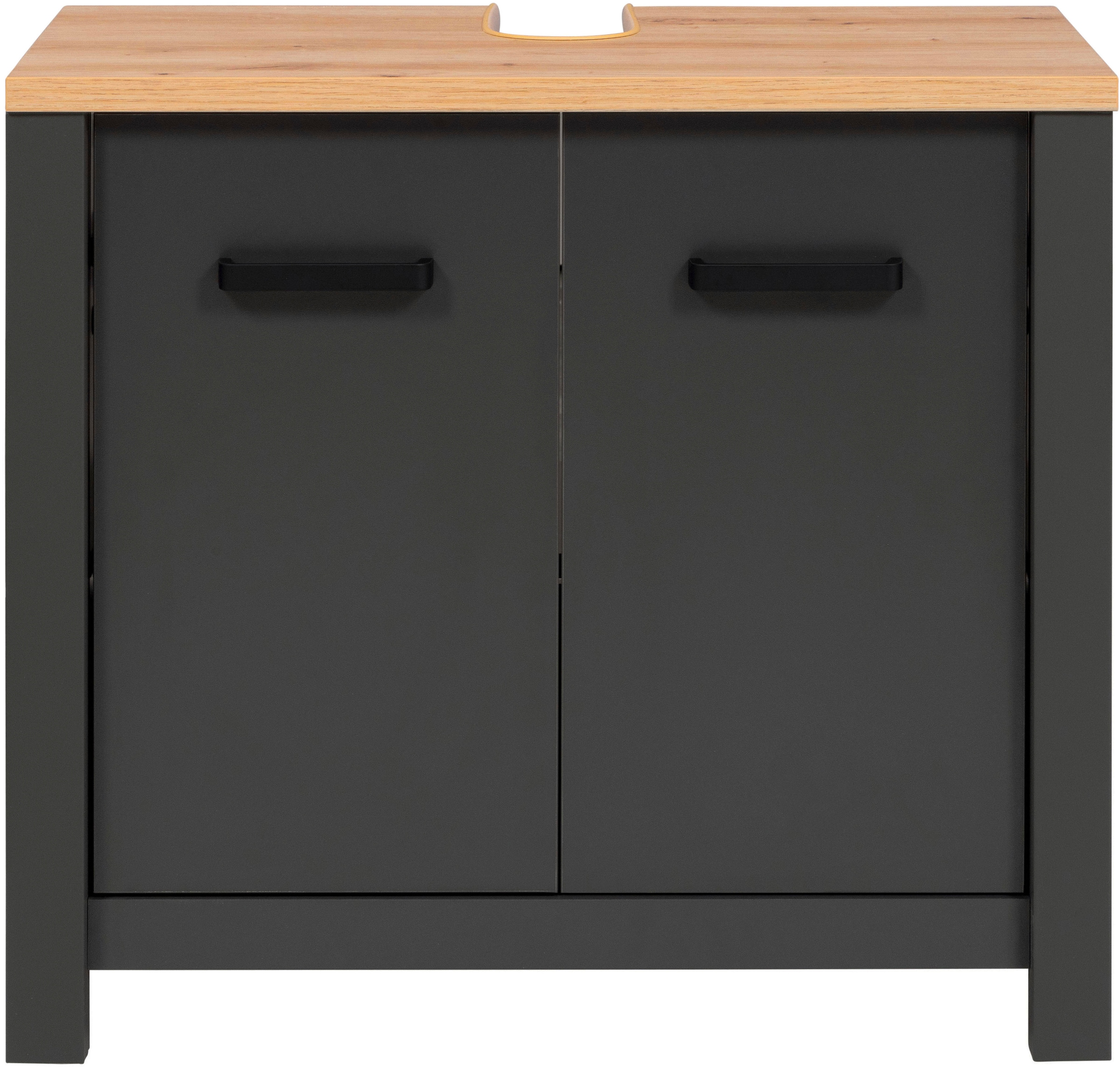 Inter Link Waschbeckenunterschrank »Pienza, Badmöbel, Siphon Ausschnitt, Wasserabweisend, 70 x 40 x 63 cm« 1 Stk. tlg. Unterschrank mit Softclose, verstellbarer Einlegeboden & Füße