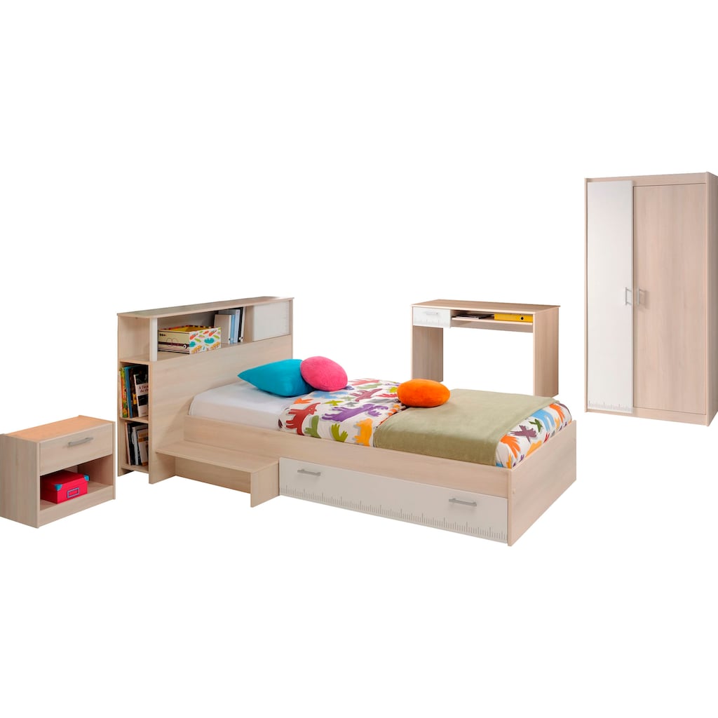 Parisot Jugendzimmer-Set »Charly«, (Set, 6 St., Schrank, Bett, Regal, Nachttisch, Schreibtisch)