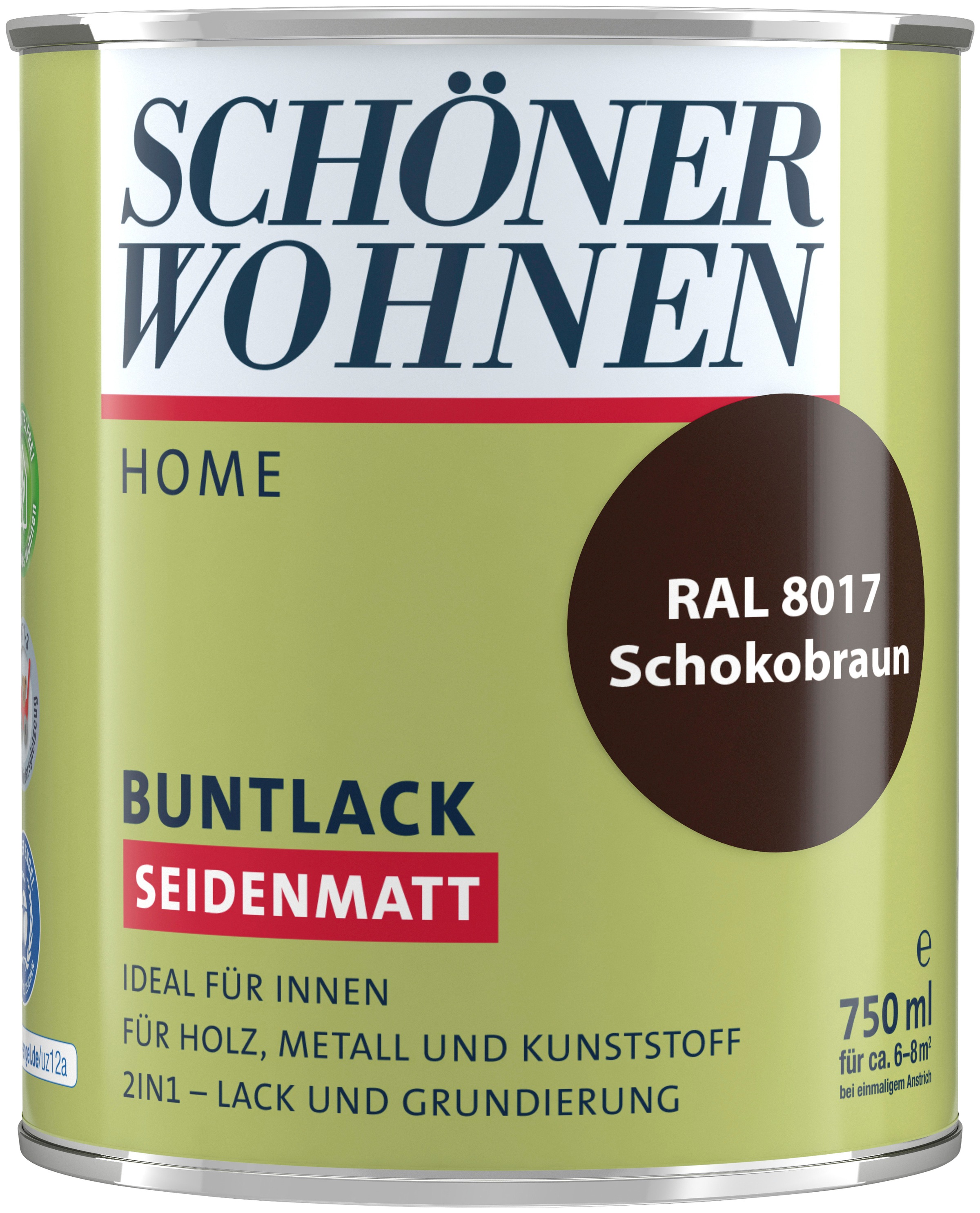 SCHÖNER WOHNEN FARBE Lack »Home Buntlack«, 750 ml, schokobraun RAL 8017, für innen, 2in1-Lack