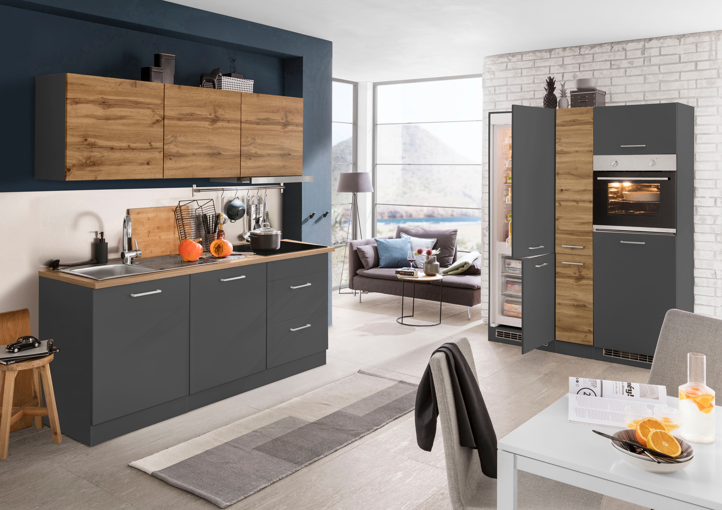 KOCHSTATION Küchenzeile »KS-Kehl«, mit E-Geräten, 330cm, inkl. Kühl/Gefrier günstig online kaufen