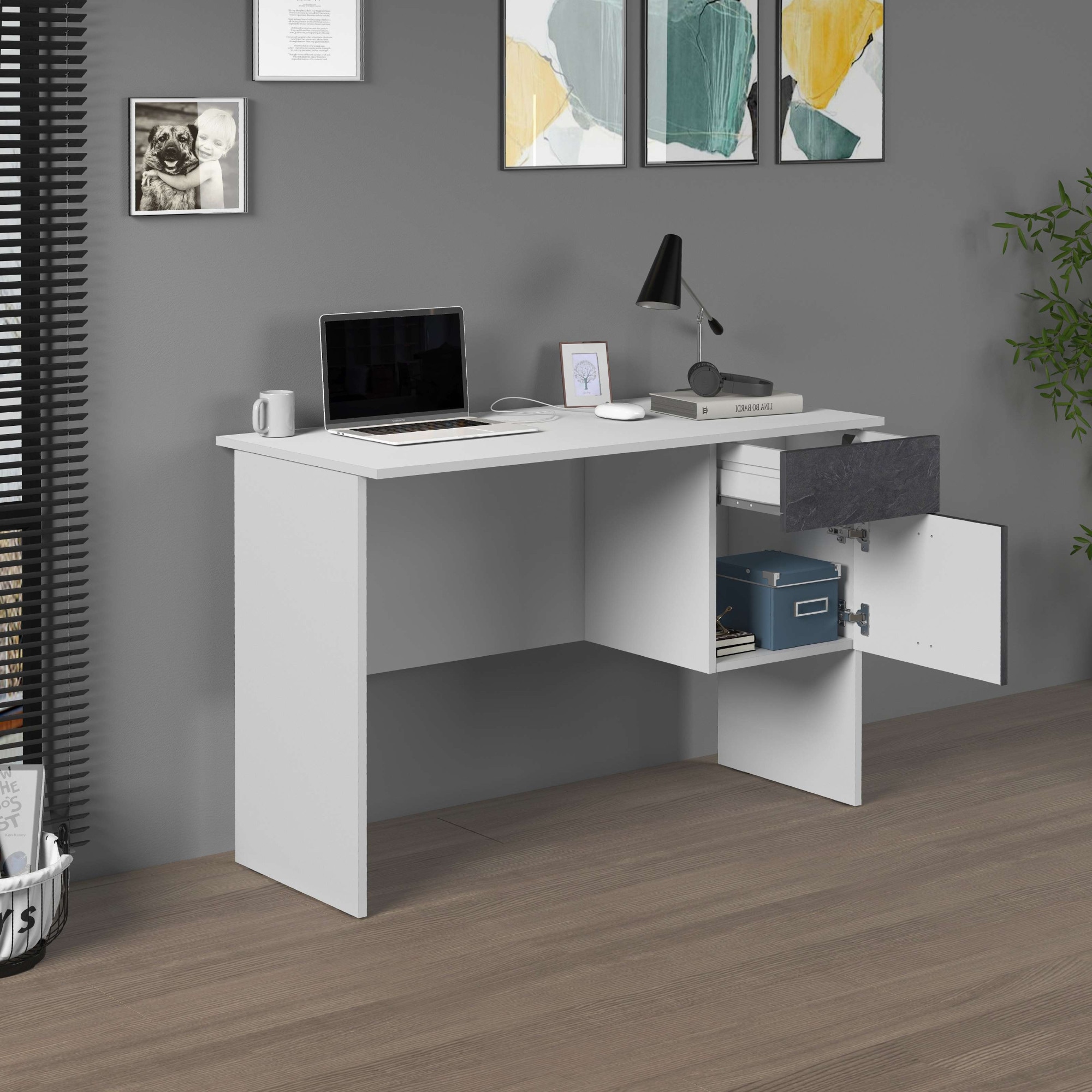 INOSIGN Schreibtisch »Coro, kleiner Computertisch, Bürotisch«, mit 1 Tür & 1 Schublade, Breite 110 cm, Made in Italy