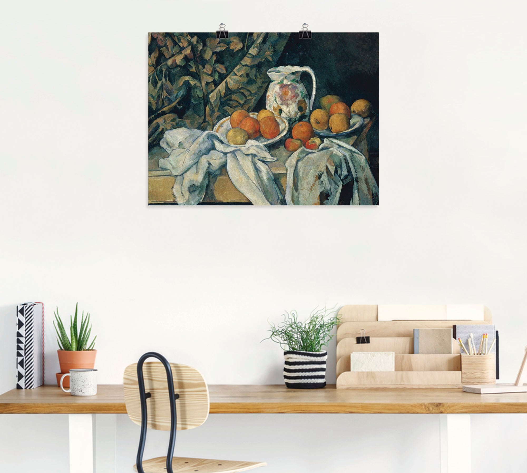 Artland Kunstdruck »Stillleben mit Pfirsichen und Flaschen«, Arrangements, (1 St.), als Leinwandbild, Wandaufkleber oder Poster in versch. Größen