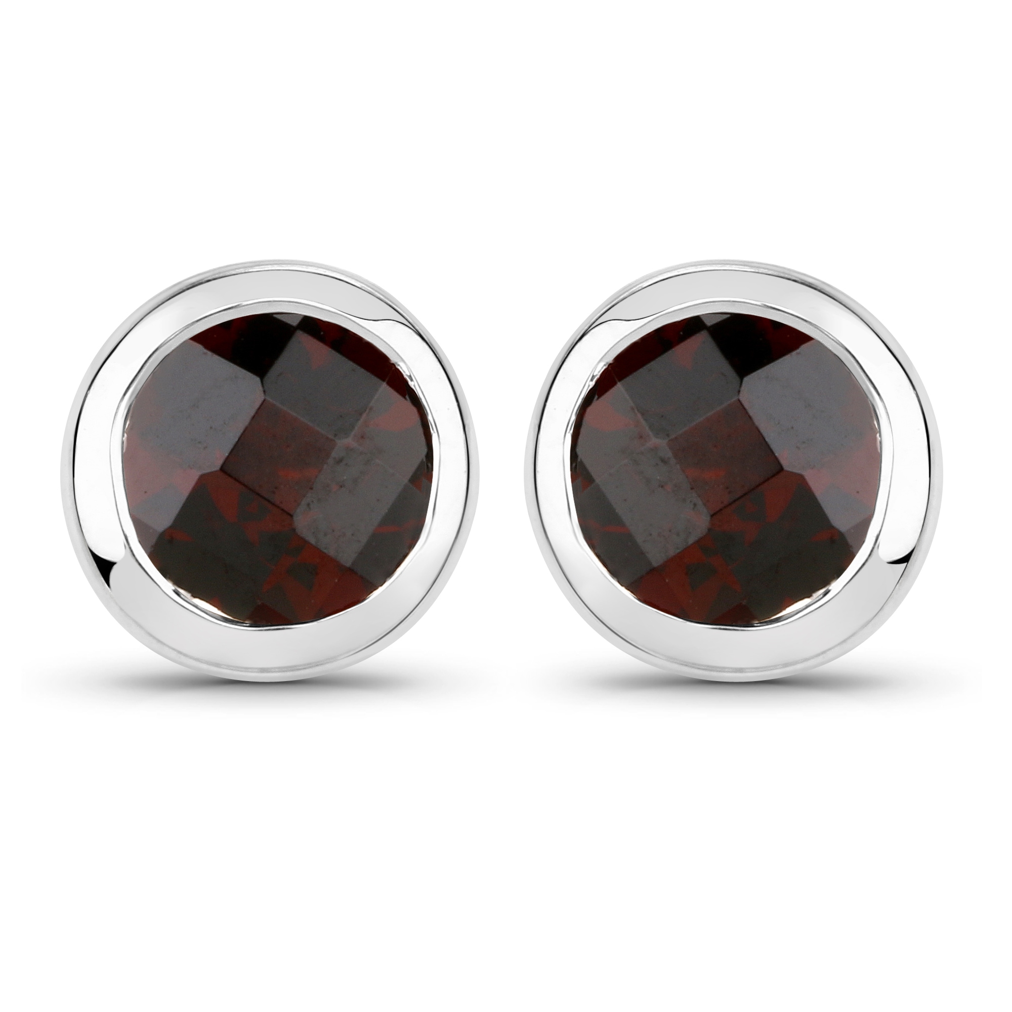 Vira Jewels Paar Ohrstecker »925-Sterling Silber rhodiniert glänzend Granat rot rund«
