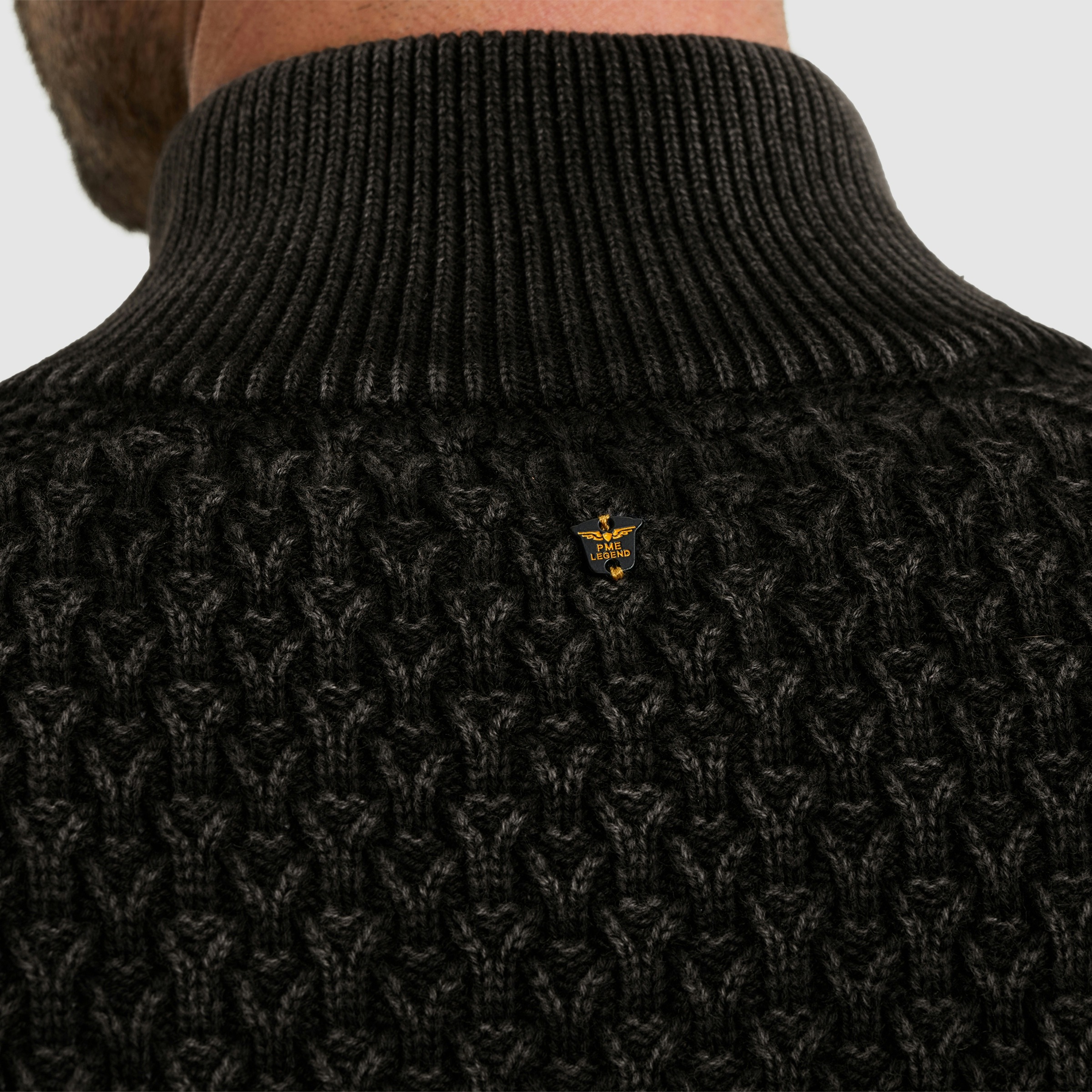 PME LEGEND Strickpullover mit kurzer Knopfleiste