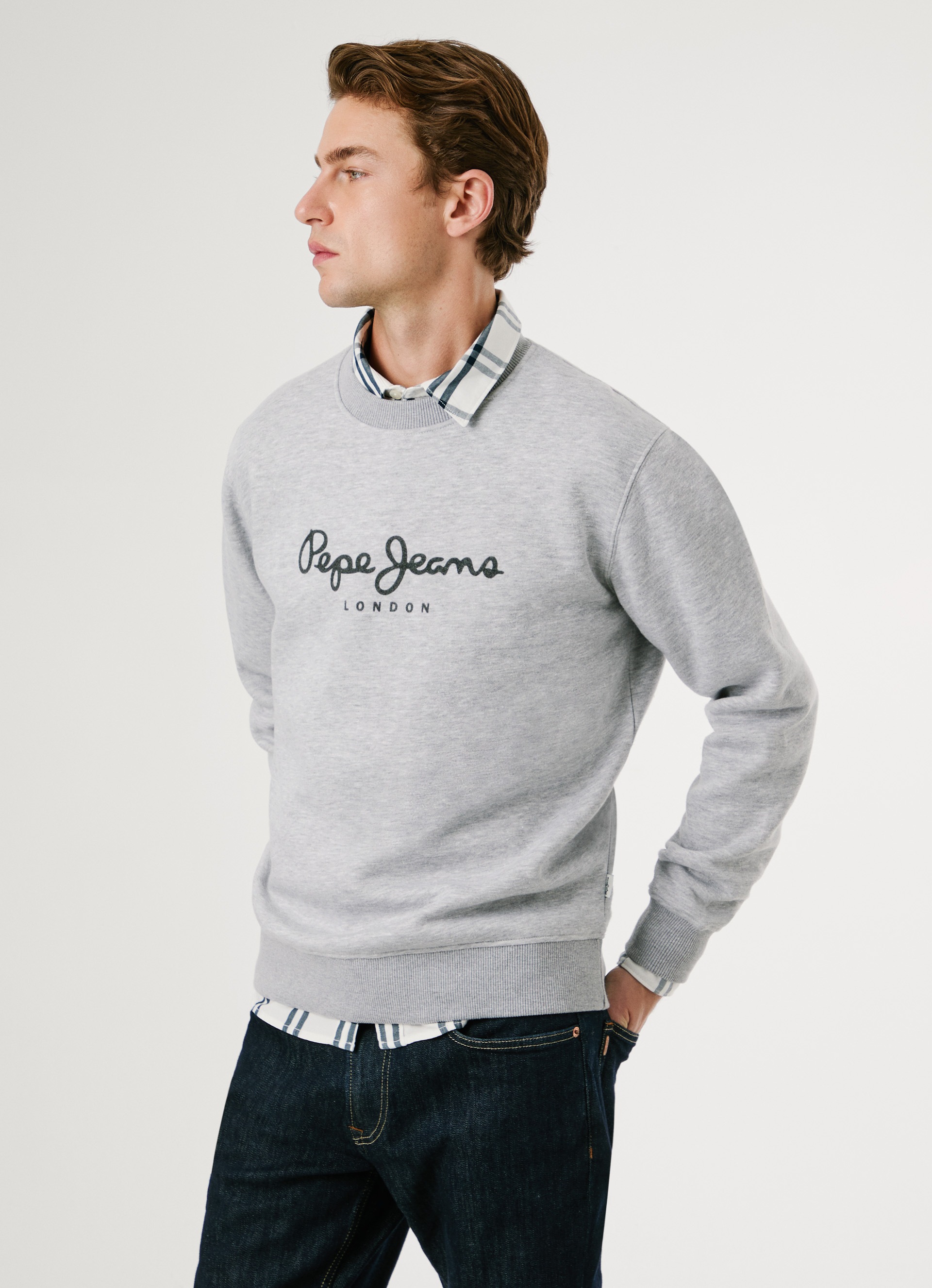Pepe Jeans Sweatshirt »MACBETH MELANGE CREW« Rundhalsausschnitt, Logo