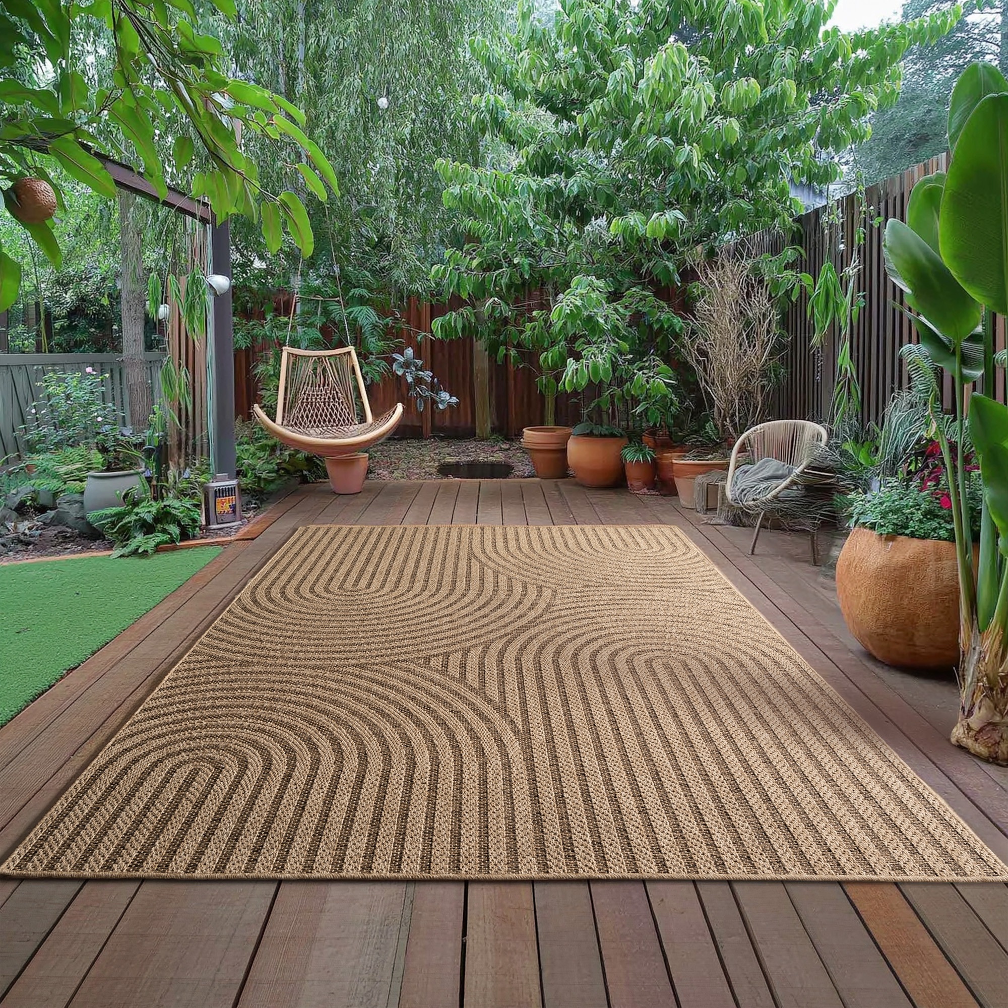 Ayyildiz Teppiche Outdoorteppich »TIMBER 1401«, rechteckig, 5 mm Höhe, Läuf günstig online kaufen
