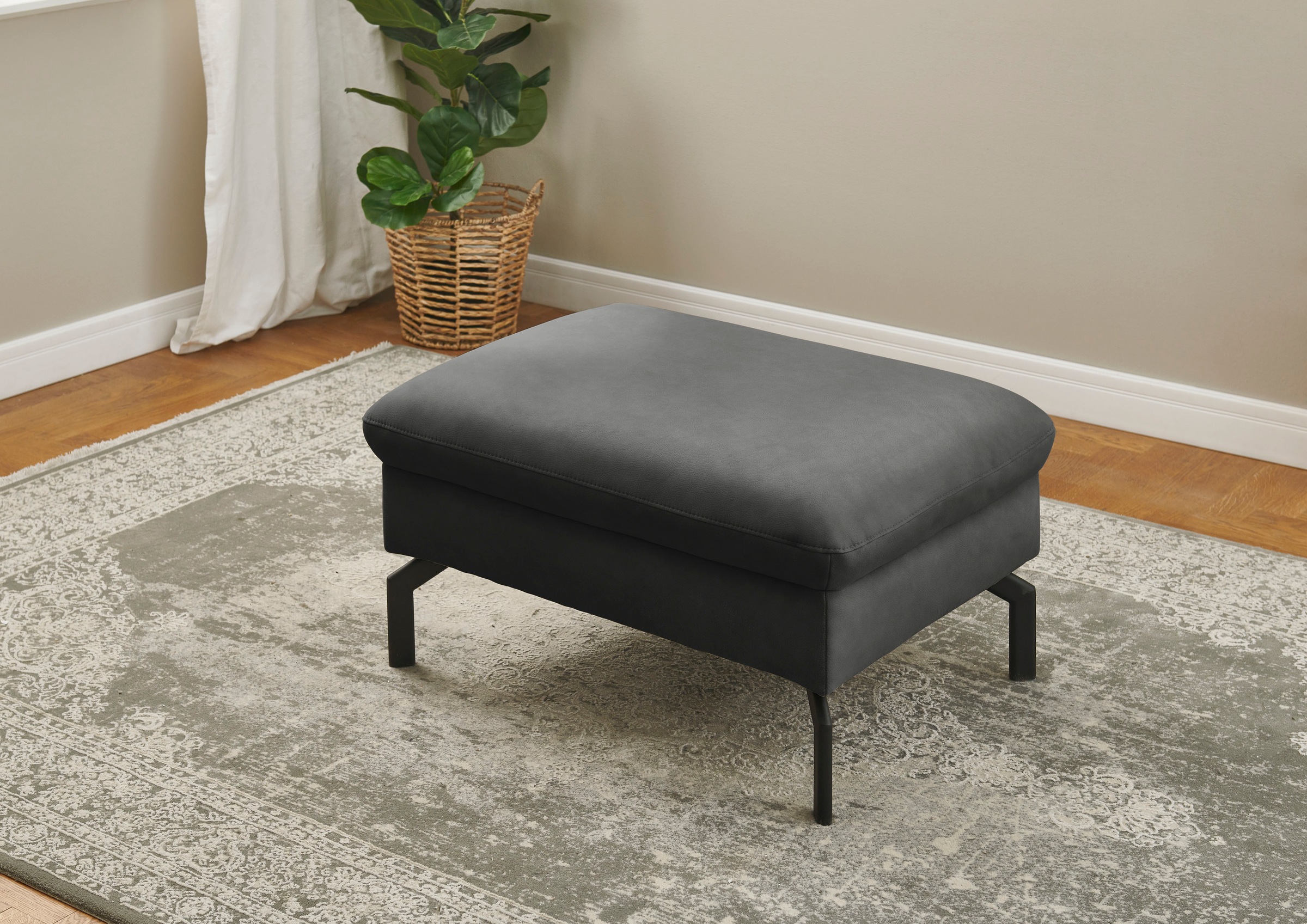 Die PlanBar Hocker »PN-EM20028 Breite 87 cm«, hochwertiges Glattleder, stylische Metallfüße