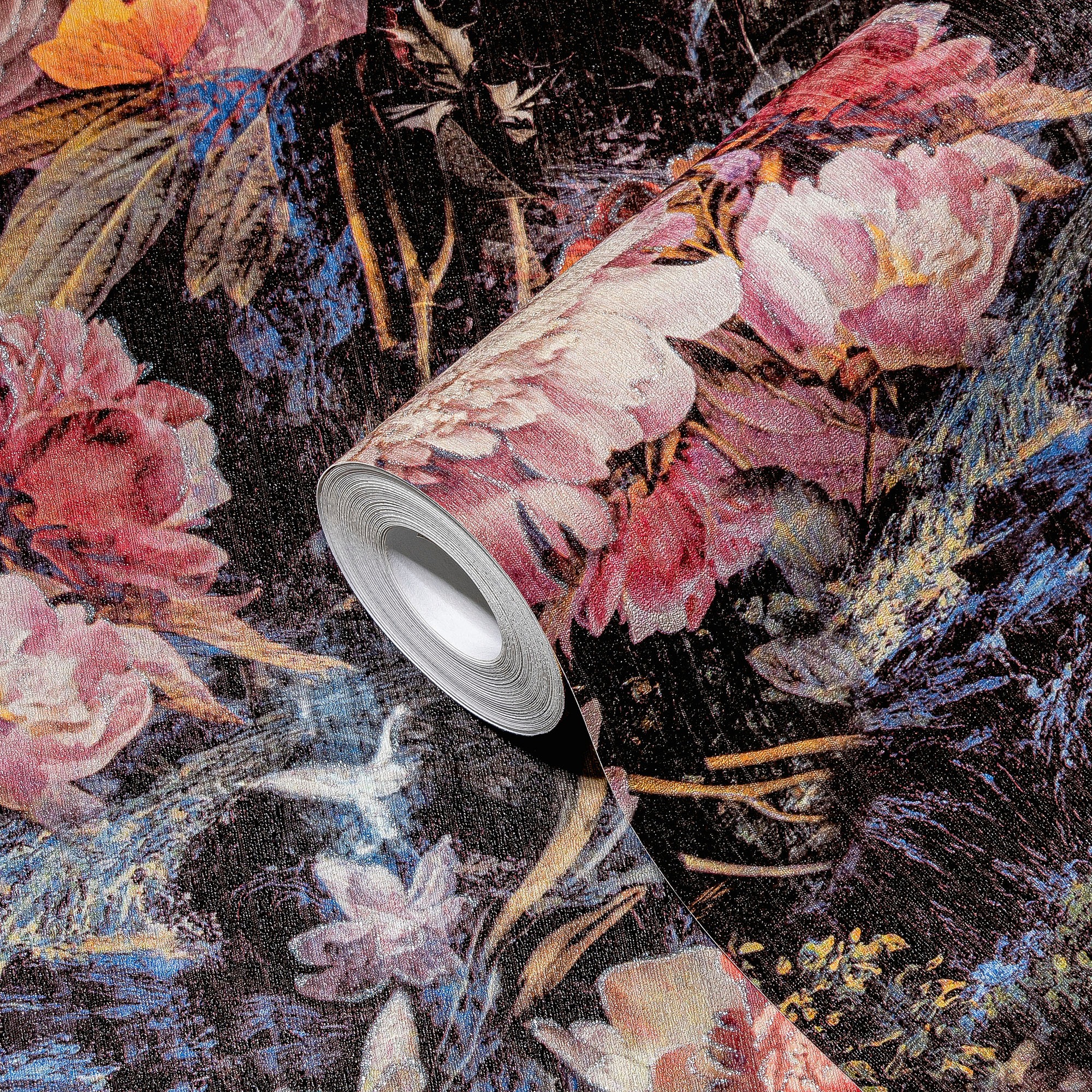 A.S. Création Vliestapete »THE BOS Blumentapete Floral«, leicht glänzend-gemustert-abstrakt, Blumenwand Tapeten Wohnzimmer Schlafzimmer Küche modern Design Optik