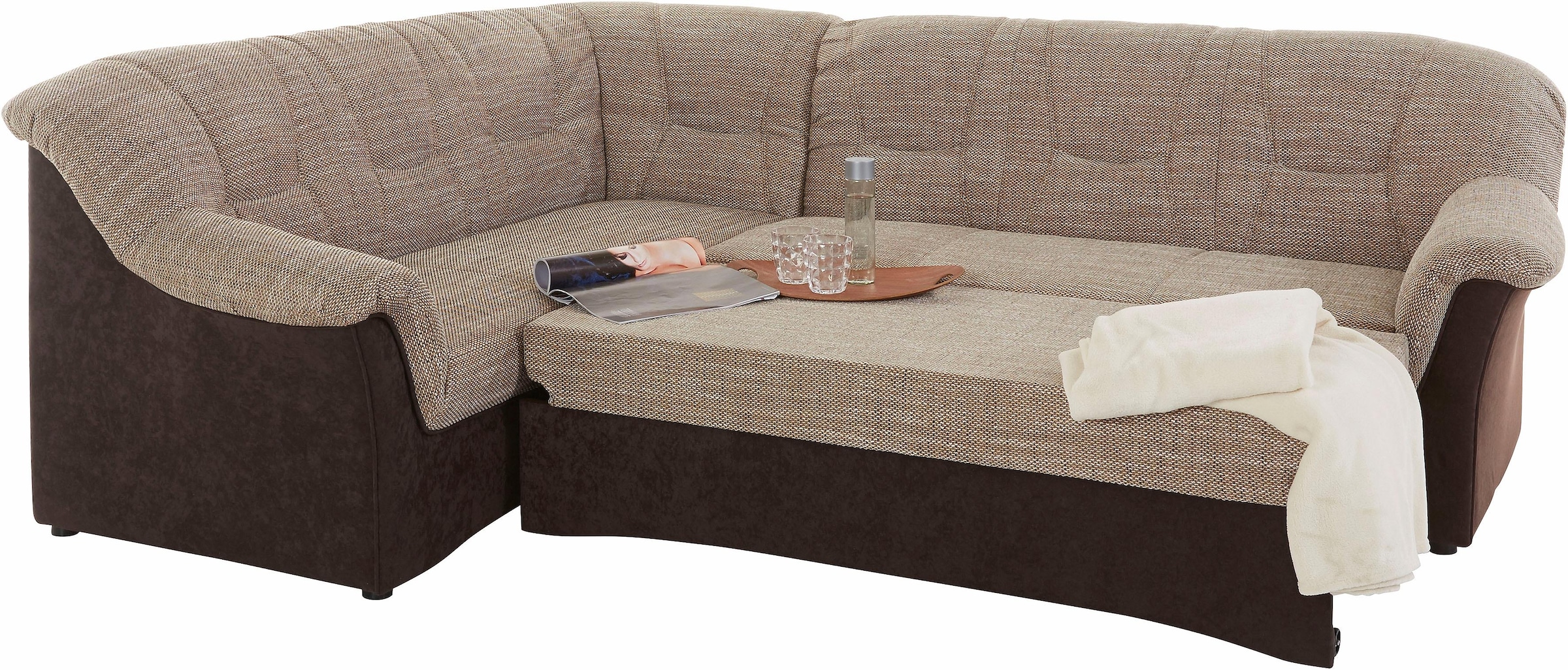 DOMO collection Ecksofa »Sarafina zeitlos und komfortabel, optional mit Federkern, L-Form«, wahlweise mit Bettfunktion
