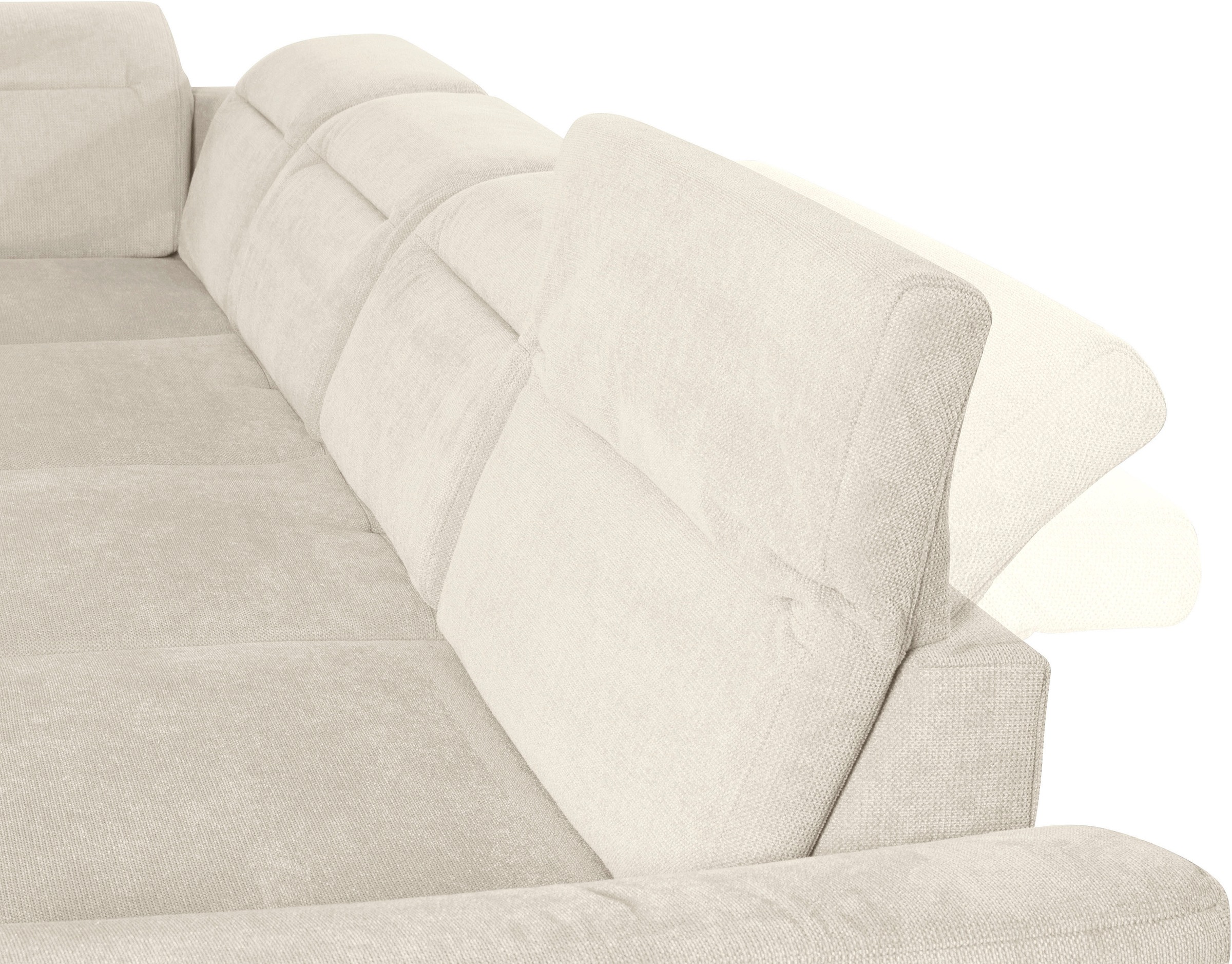 sit&more Wohnlandschaft »Percy U-Form«, 15 cm Fußhöhe, Sitztiefenverstellung, wahlweise in 2 Fußfarben