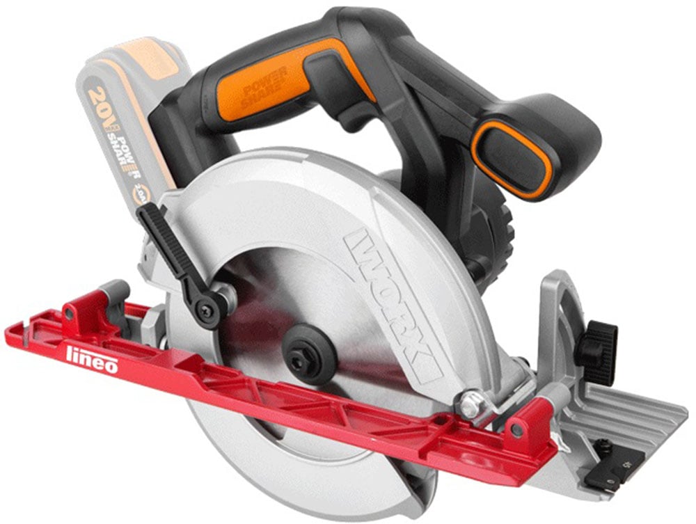 Worx Akku-Handkreissäge »WX530.9«, Absaug-Adapter, Gehrungschnitt, 165 mm Sägeblatt, ohne Akku&Ladegerät