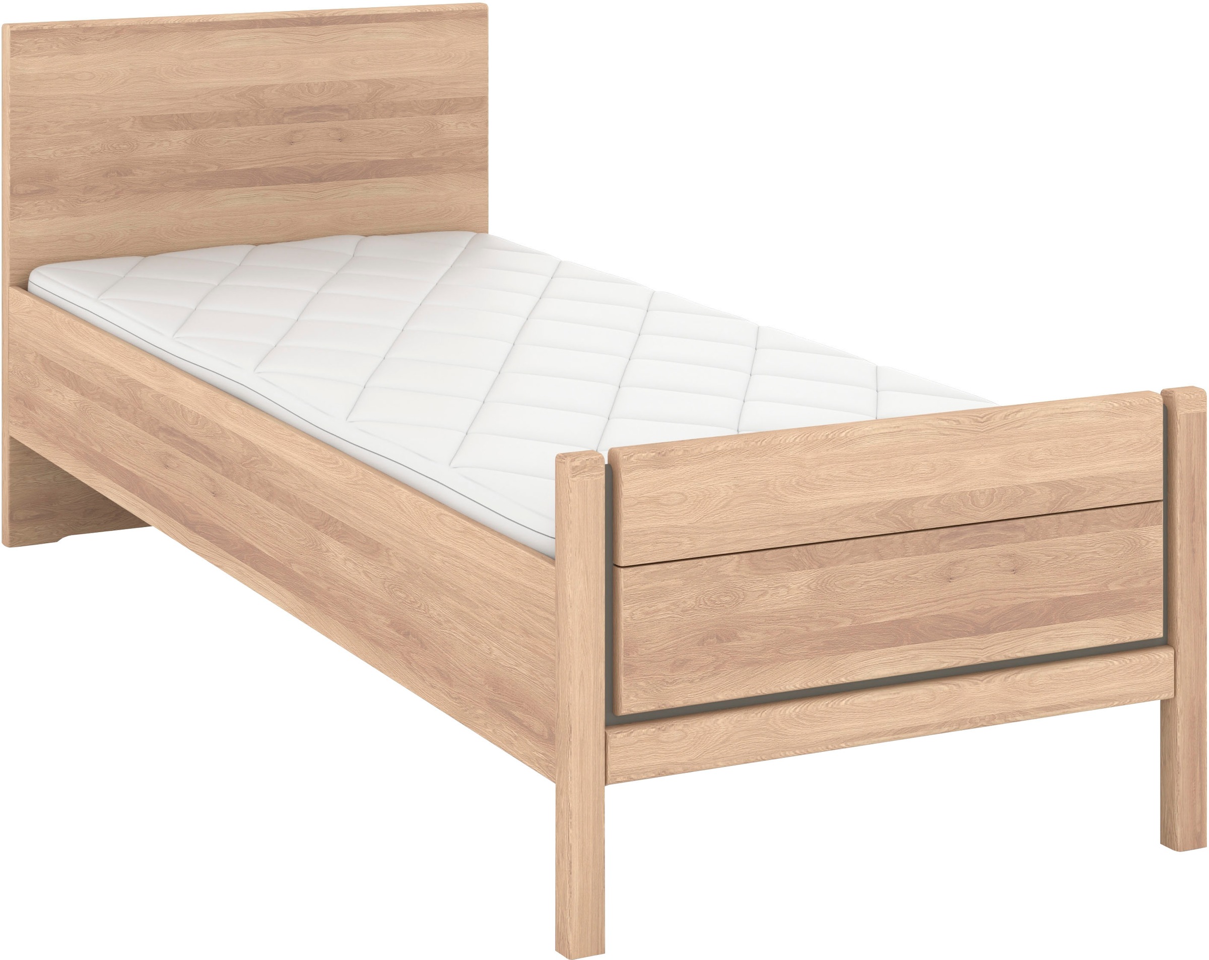 Musterring Holzbett »Sorrent, Bettgestell, Bettrahmen, teilmassiv Eiche«, (MADE IN GERMANY), Eiche teilmassiv, Liegehöhenverstellung, Stollenfußteil