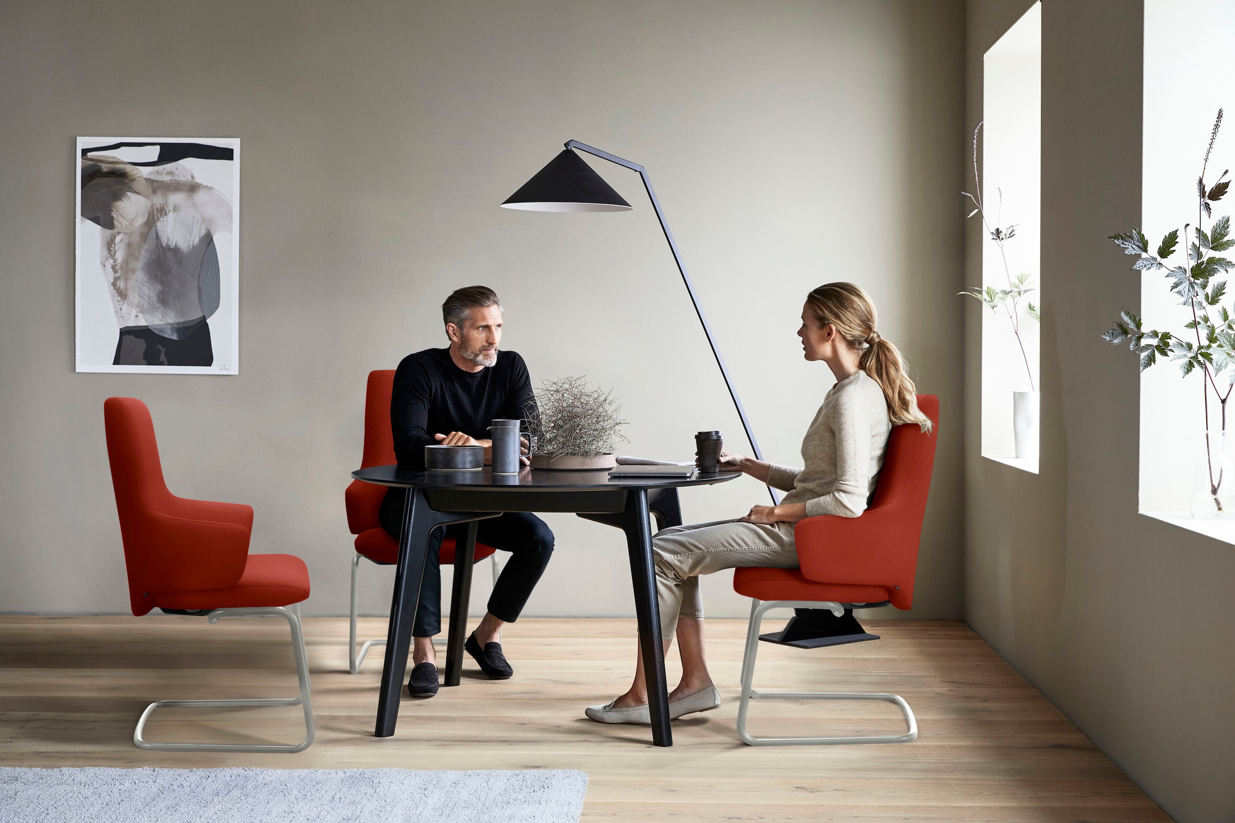 Stressless® Polsterstuhl »Laurel«, Microfaser DINAMICA, High Back mit Armlehne, Größe L, mit Beinen aus Stahl in Chrom matt