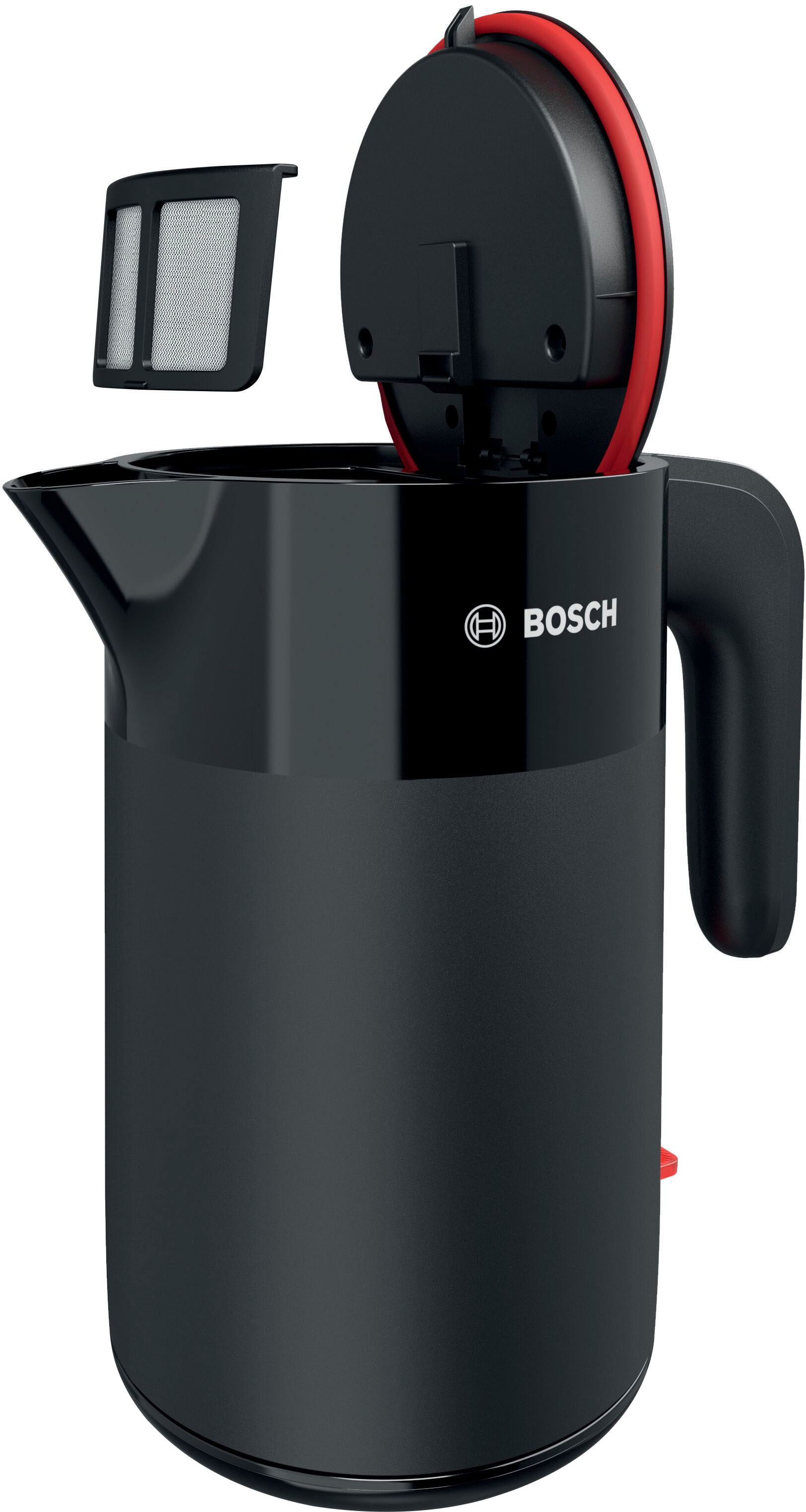 BOSCH Wasserkocher »MyMoment TWK2M163, Abschaltautomatik, Überhitzungschutz, Tassenanzeige«, 1,7 l, 2400 W, Stiftung Warentest Testsieger (2,2) Ausgabe 03/2025, schwarz matt