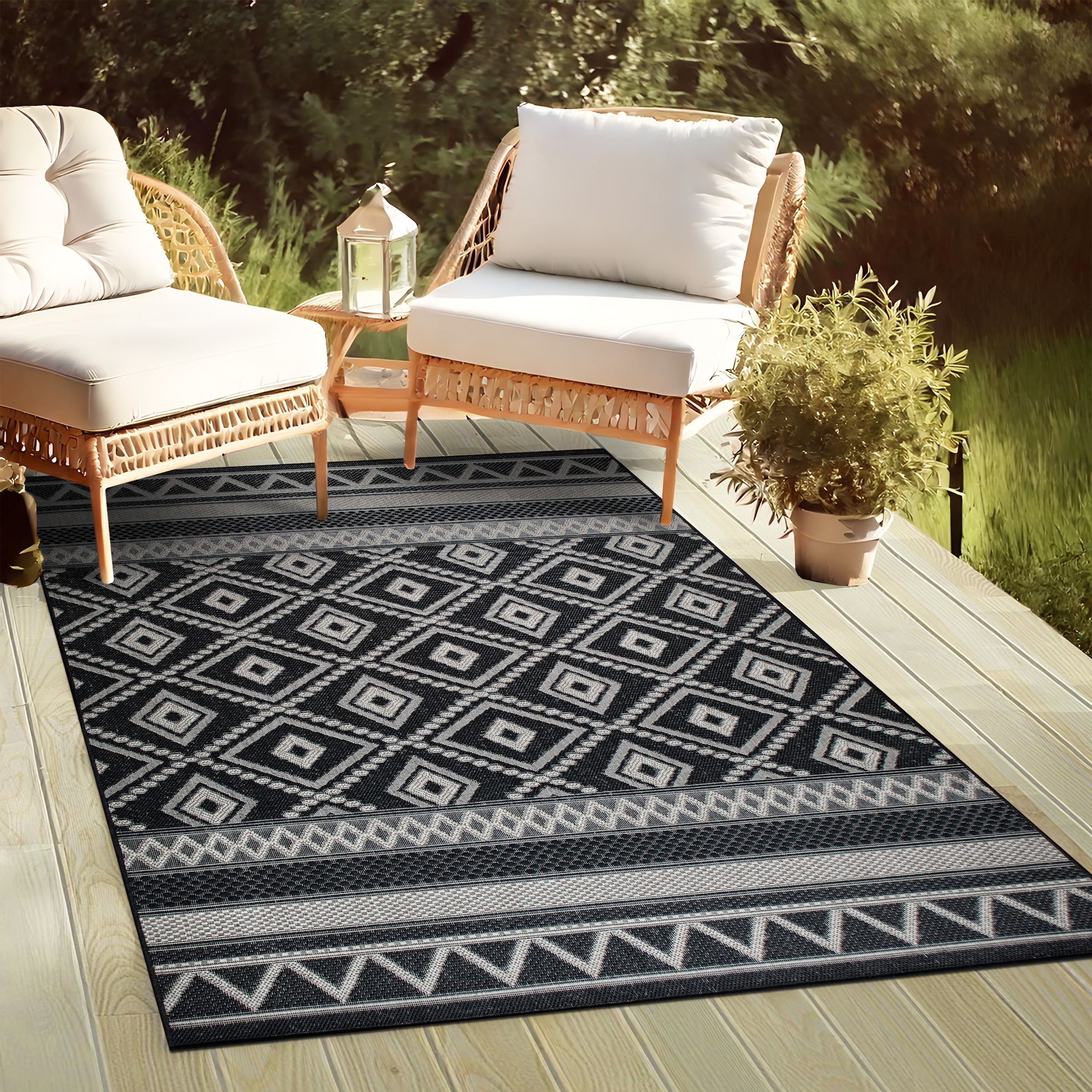 my home Teppich »Toronto auch als Läufer erhältlich«, rechteckig, 3 mm Höhe, In- und Outdoor geeignet, Sisal-Optik, Wetterfest & UV-beständig, Boho