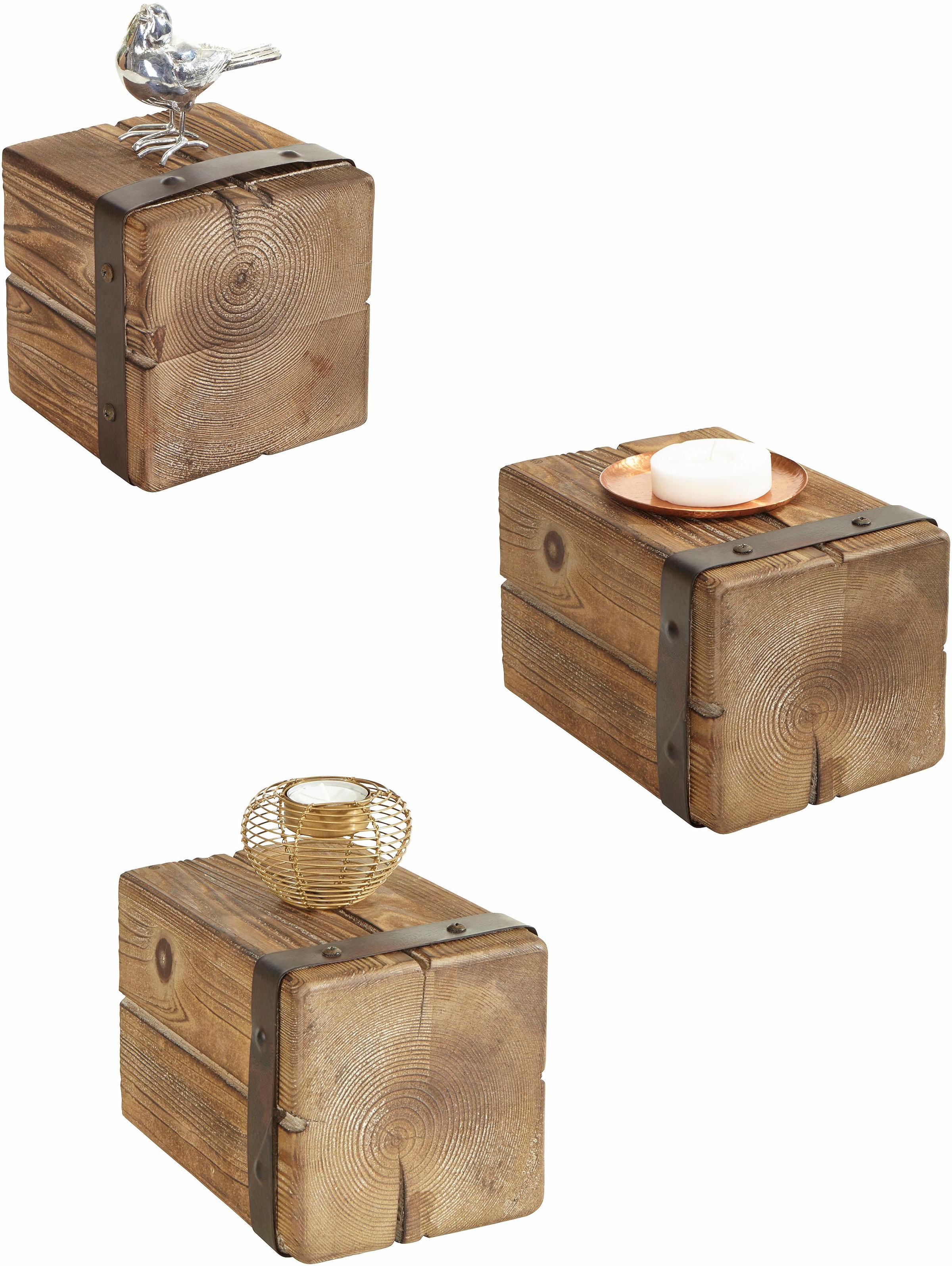 Home affaire Wandregal »Holzpfeiler« 3 Stk. tlg. günstig online kaufen