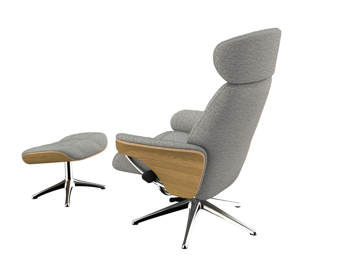FLEXLUX Relaxsessel »Skagen Funktionsessel, Polstersessel, Armlehne, TV-Fernsehsessel,«, Rücken- und Kopfteilverstellung, Fuß Alu, Armlehne Eiche, Drehbar