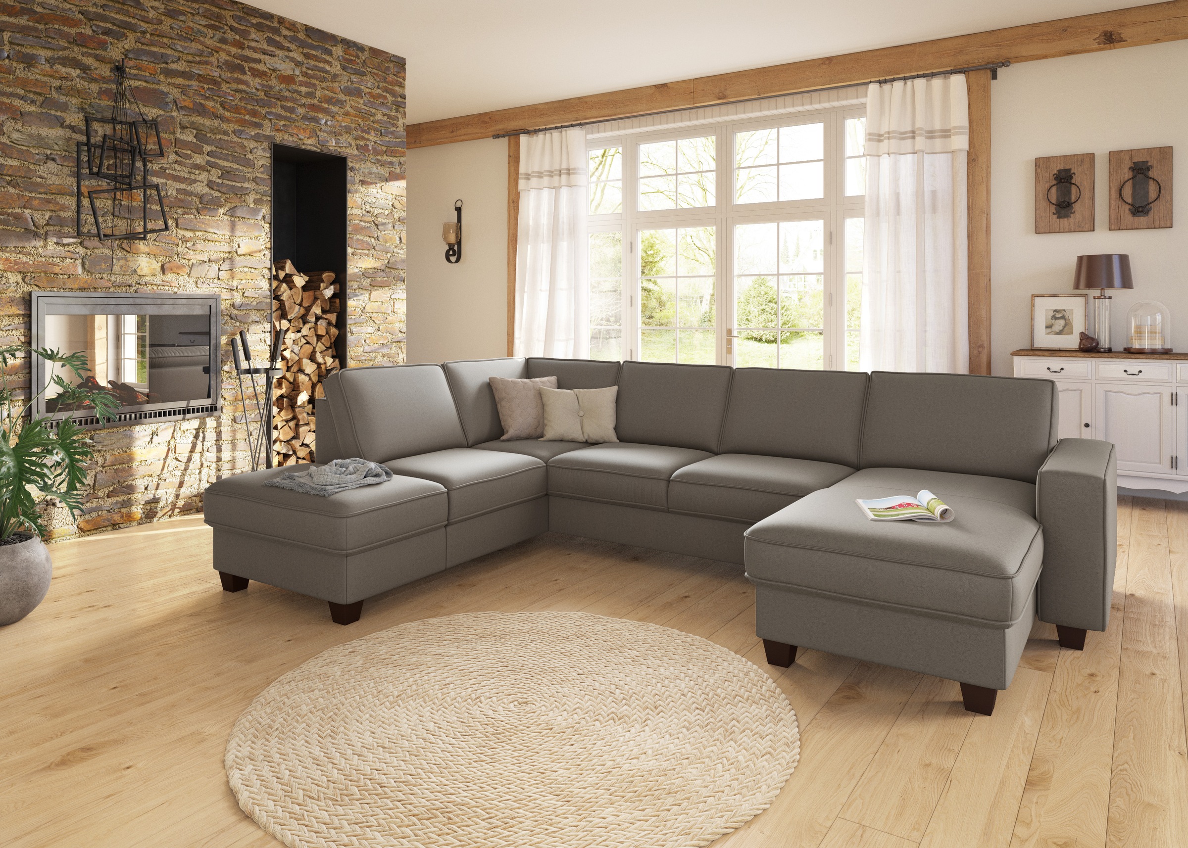 Home affaire Wohnlandschaft »County U-Form« wahlweise Ottomane links oder r günstig online kaufen