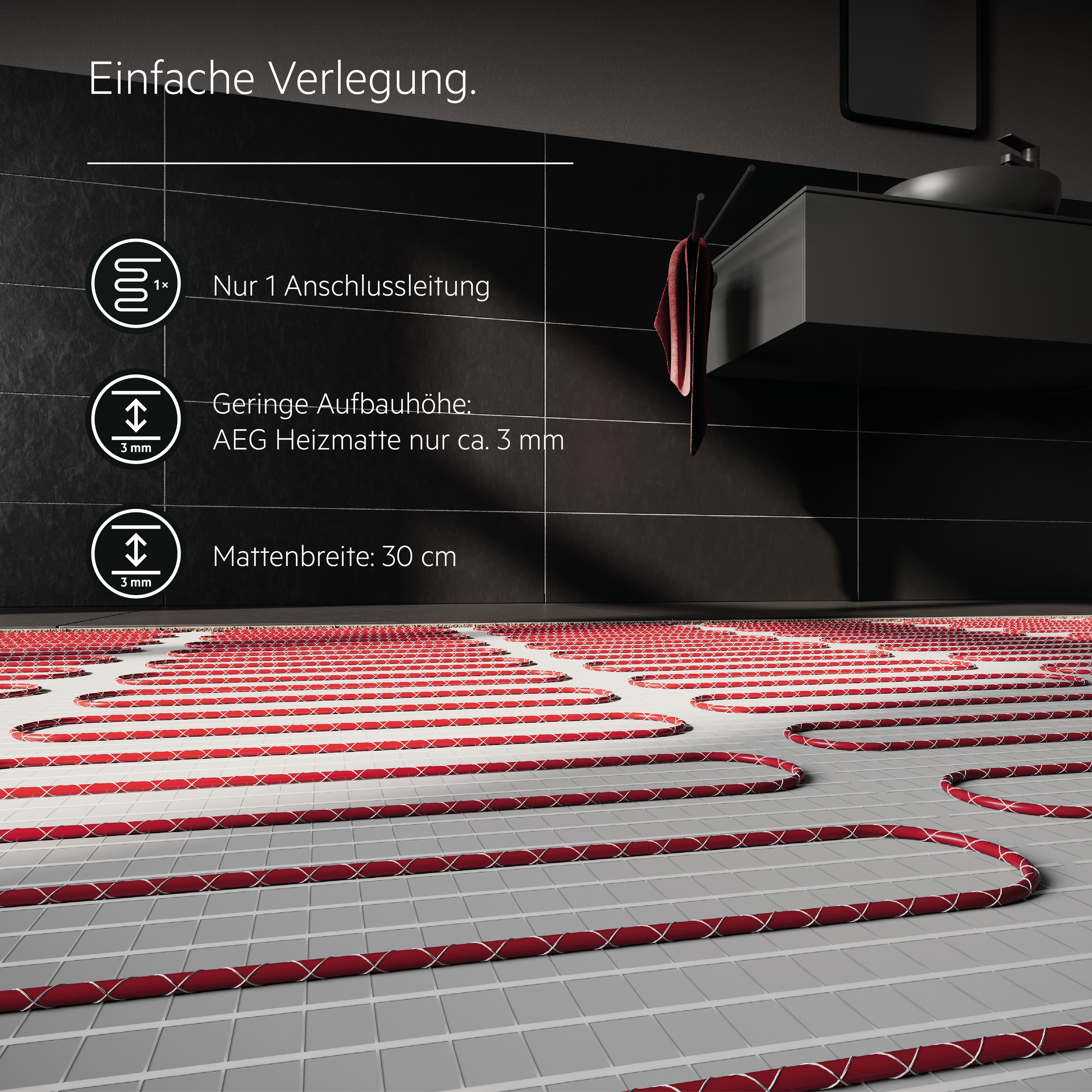 AEG Haustechnik Fußbodenheizung »Turbo Thermo Boden »TBS TC 200/5 Set Plus««, Elektrische Fußbodenheizung, Komplettset 5 m², 200 W/m²