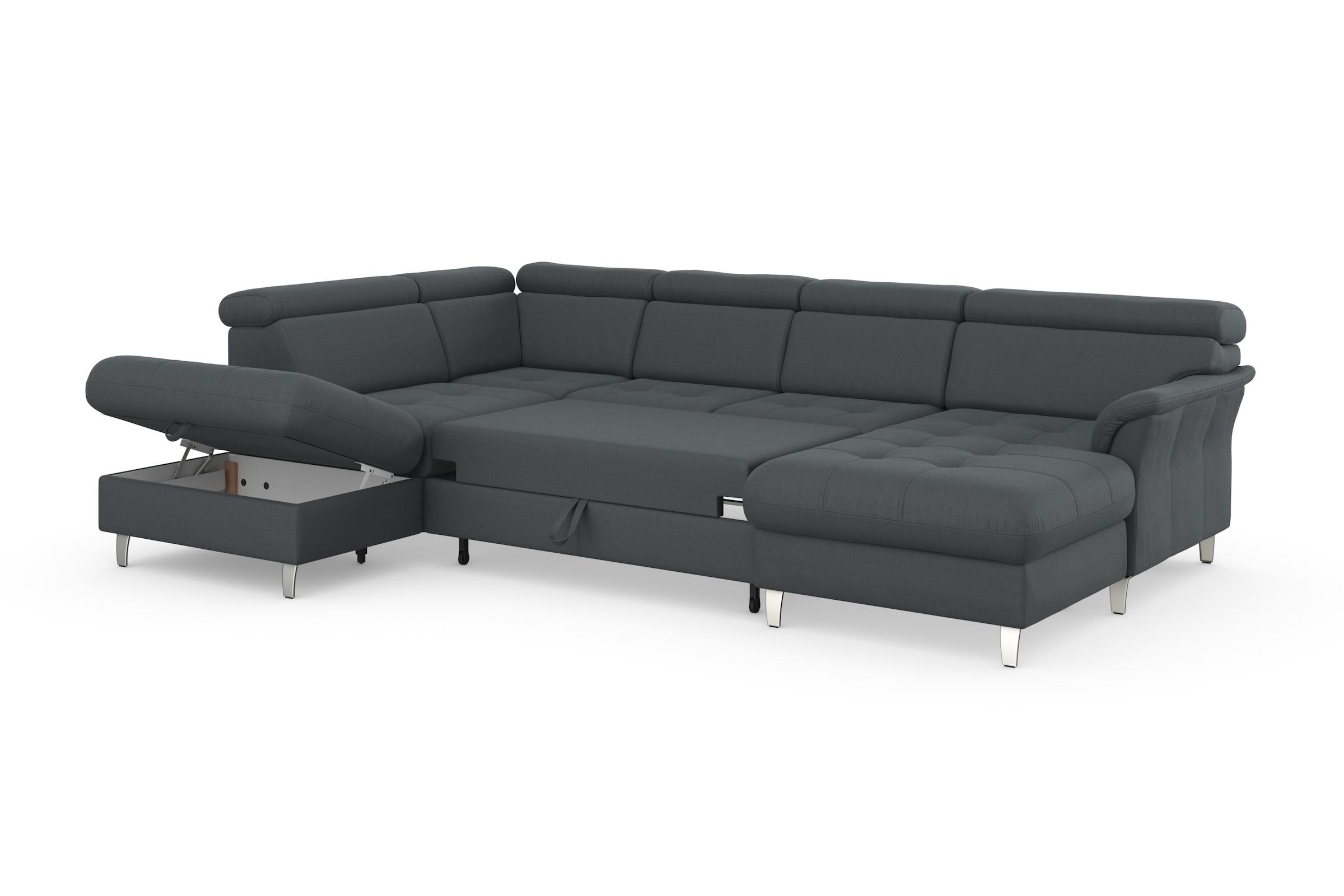 sit&more Wohnlandschaft »Marano U-Form«, inklusive Kopfteilverstellung, wahlweise mit Bettfunktion, Bettkasten