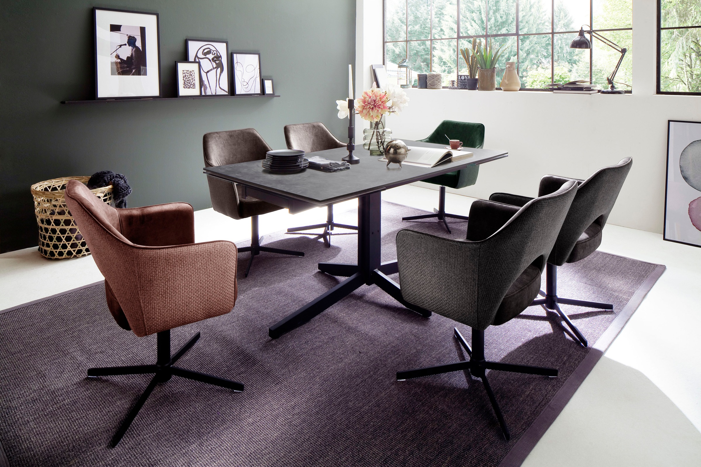 MCA furniture Esszimmerstuhl »Valetta«, (Set), 2 St., 2 er Set, 360° drehbar, Taschenfederkern, belastbar 120 kg