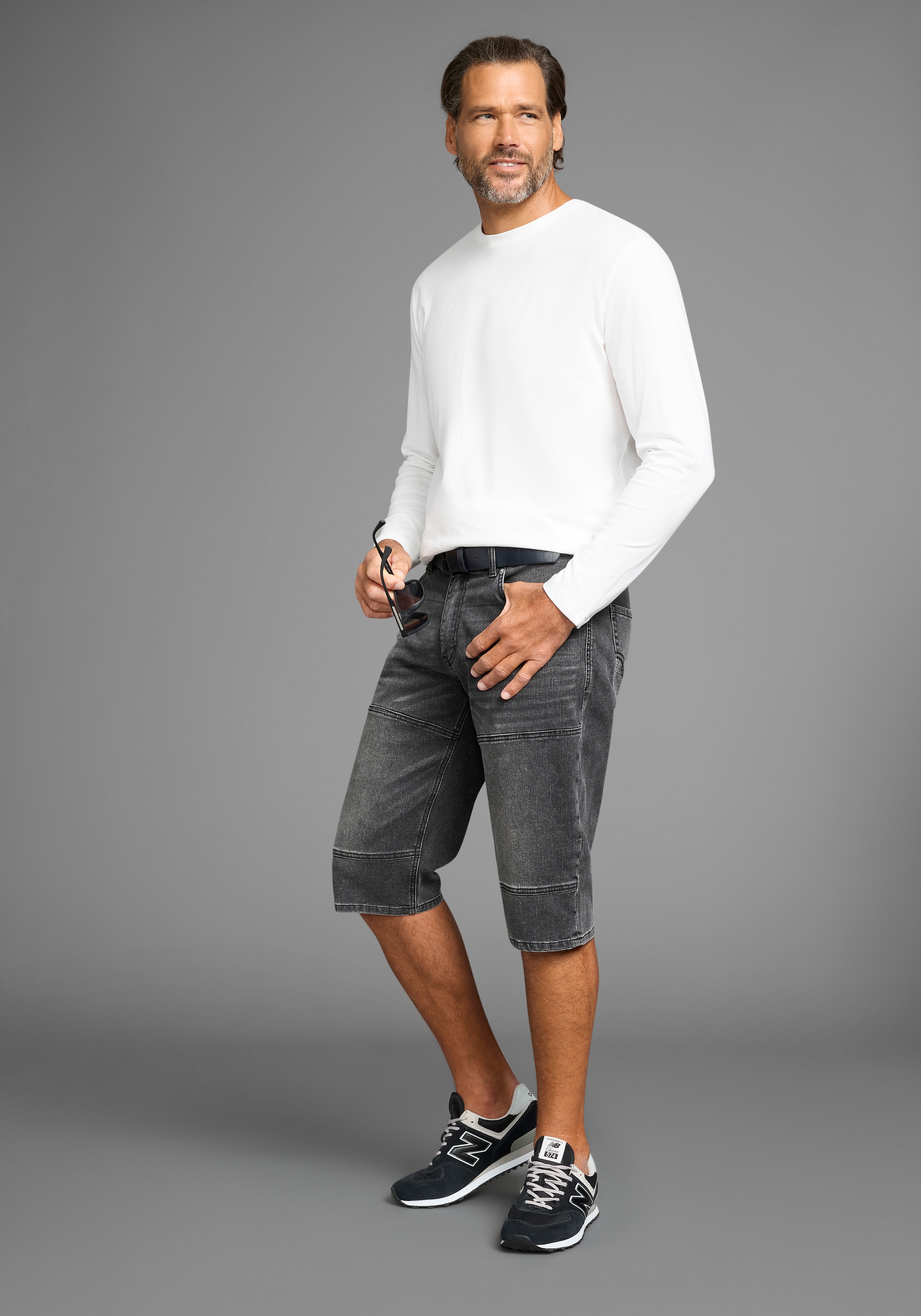 H.I.S Jeansbermudas »HANTZ«, (Set, 2 tlg., mit abnehmbarem Gürtel), gerader Beinschnitt, Used-Look mit Abriebeffekten