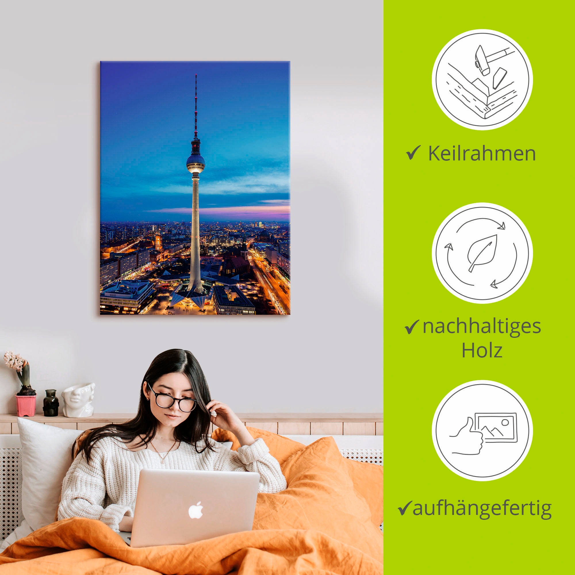 Artland Wandbild »Berlin Fernsehturm«, Deutschland, (1 St.), als Leinwandbild in verschied. Größen
