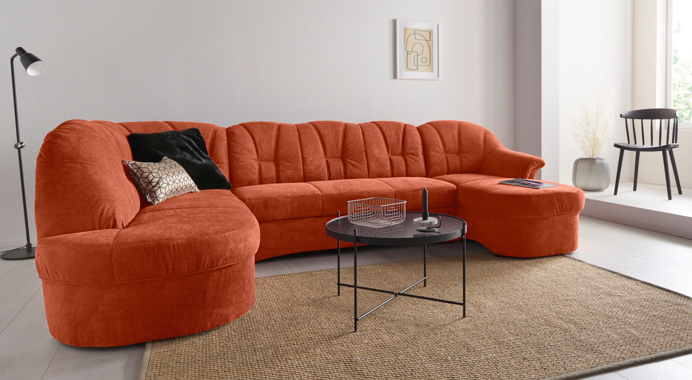 DOMO collection Wohnlandschaft »Papenburg U-Form«, in großer Farbvielfalt, wahlweise Bettfunktion, frei im Raum stellbar