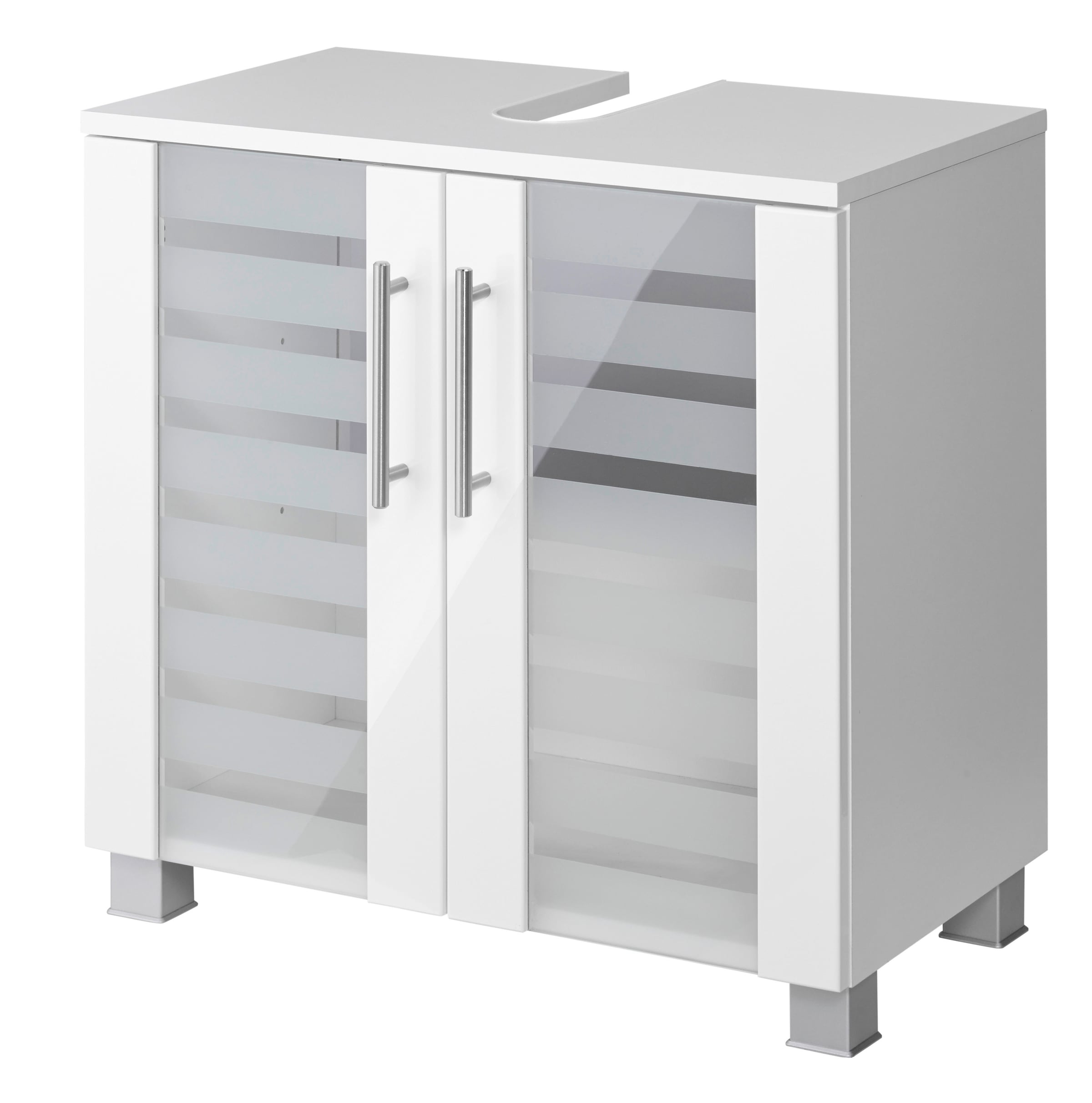 WELLTIME Waschbeckenunterschrank »Jaca« Breite 60 cm, mit MDF Hochglanz-Fronten weiß