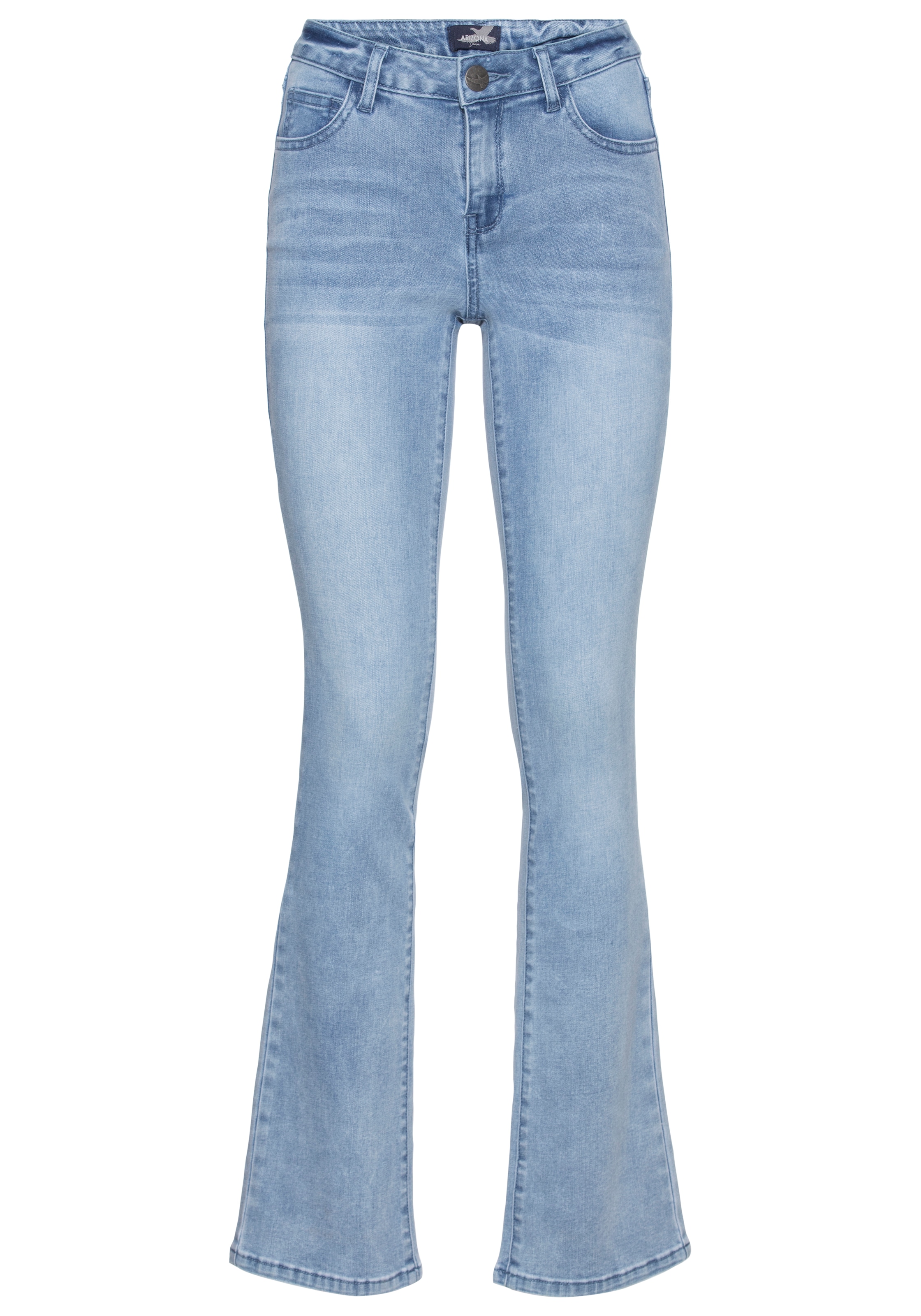 Arizona Bootcut-Jeans »Ultra-Stretch«, normale Passform, Baby-Bootcut, Used-Look-Waschung