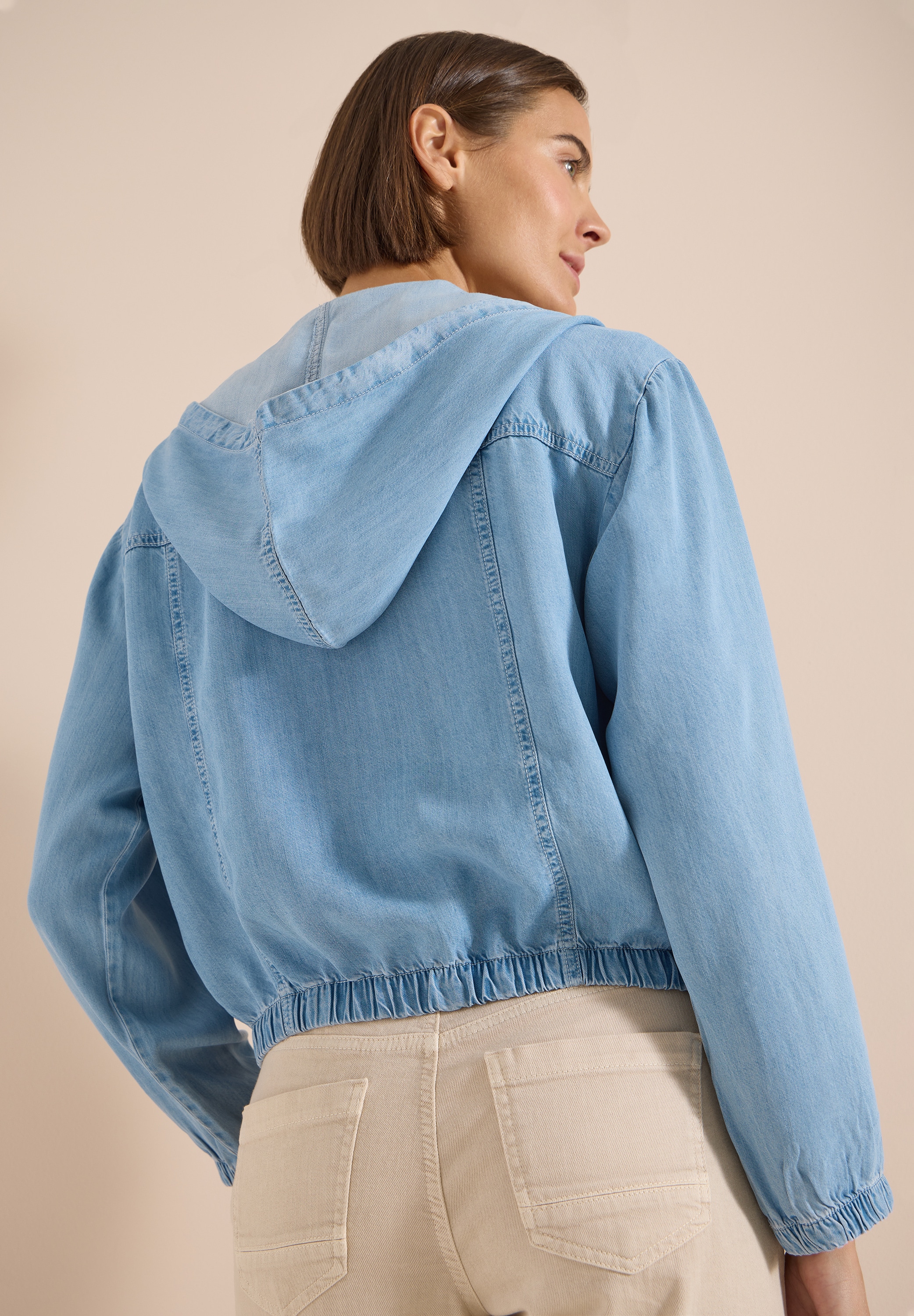 Cecil Blouson mit Kapuze im Denim-Look mit Zipper
