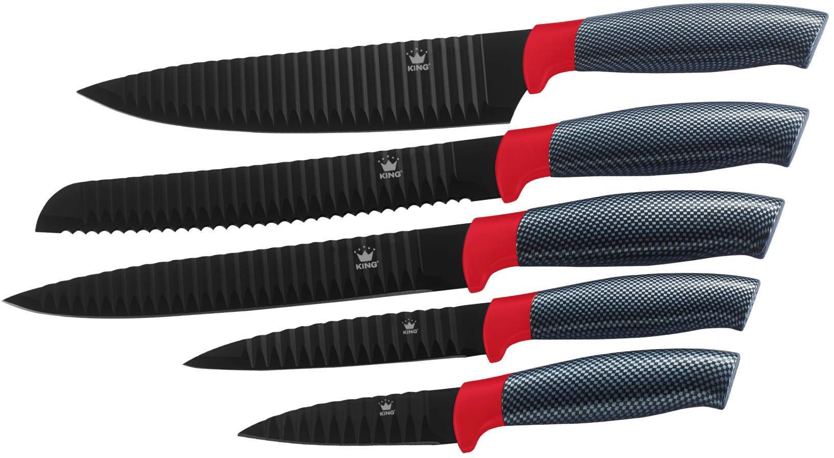 KING Messerblock »Carbon Optic«, 9 tlg., inkl. 3-teiligem Dosen-Set