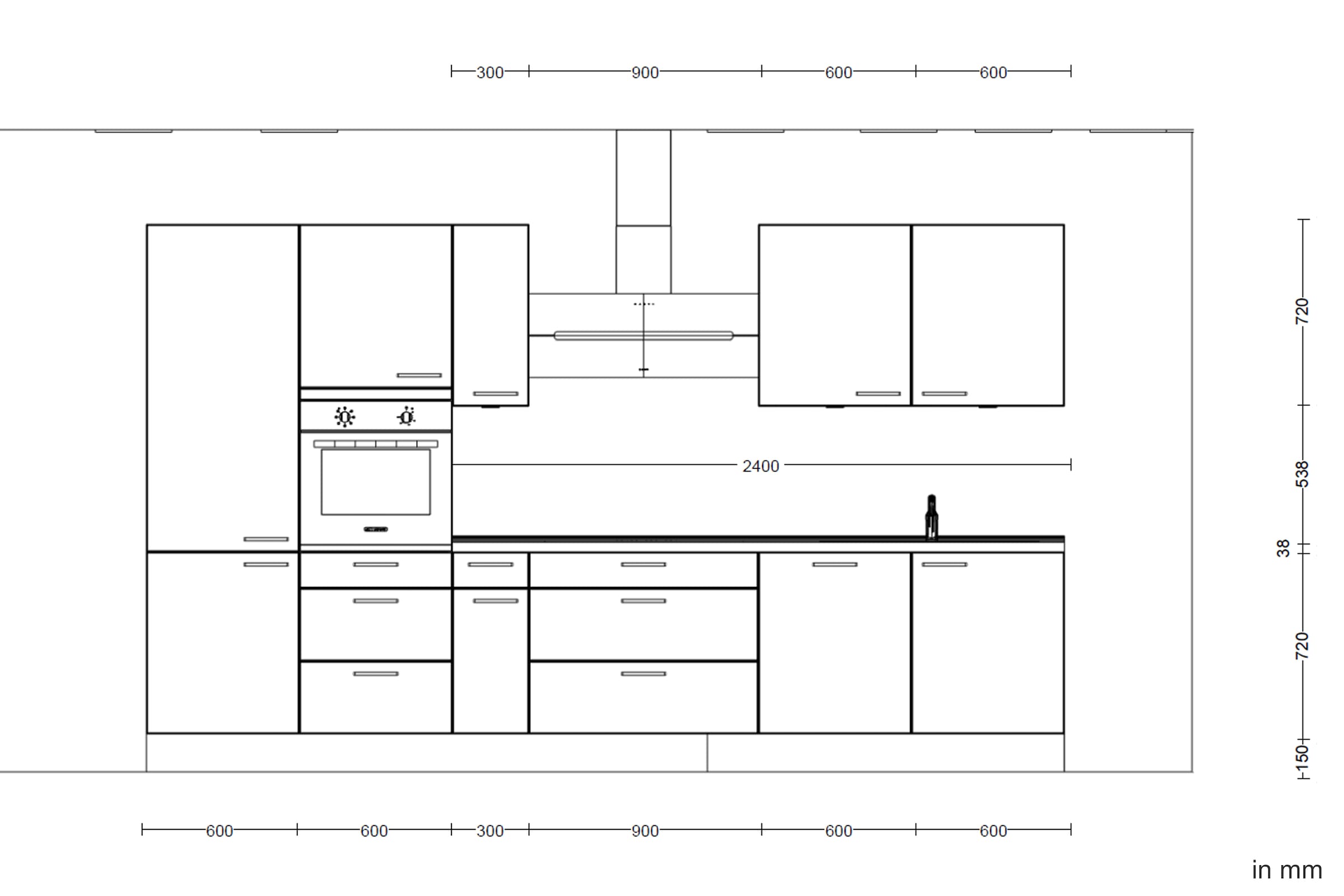nobilia® Küchenzeile »"Cascada II"«, vormontiert, Breite 360 cm, Ausrichtung wählbar, wahlw. mit E-Geräten