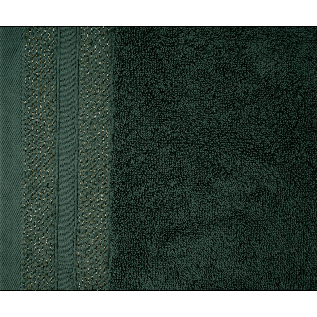 Leonique Handtuch Set »»Esmindra« mit goldfarbener Bordüre«, (Set, 2 St., 2 Duschtücher (70x140) cm), Handtuch oder Badetuch Set, Premium 550gr/m², Bio-Baumwolle