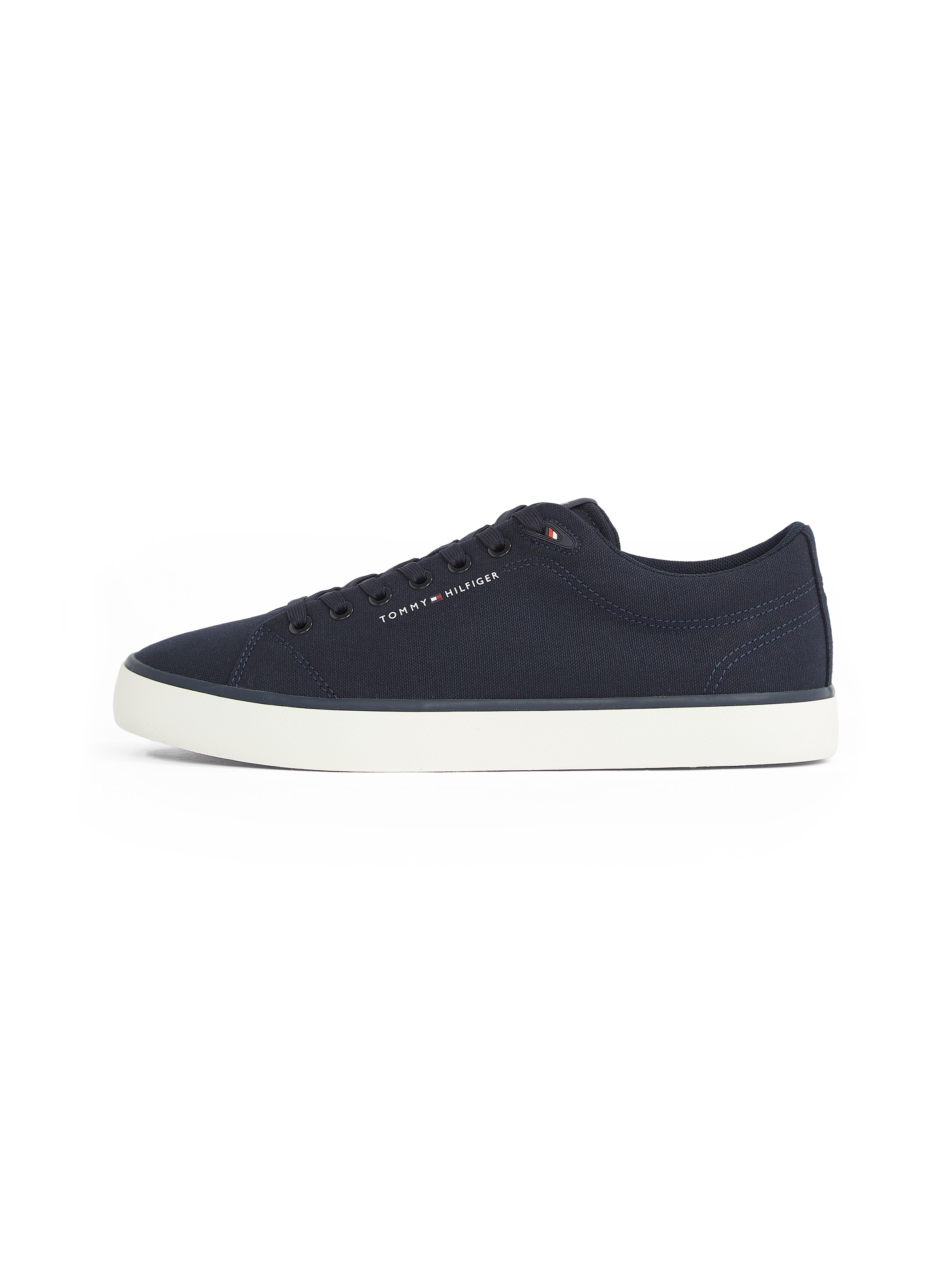 Tommy Hilfiger Sneaker »TH HI VULC LOW CORE CANVAS«, Freizeitschuh, Halbschuh, Schnürer mit weich gepolstertem Schaftrand
