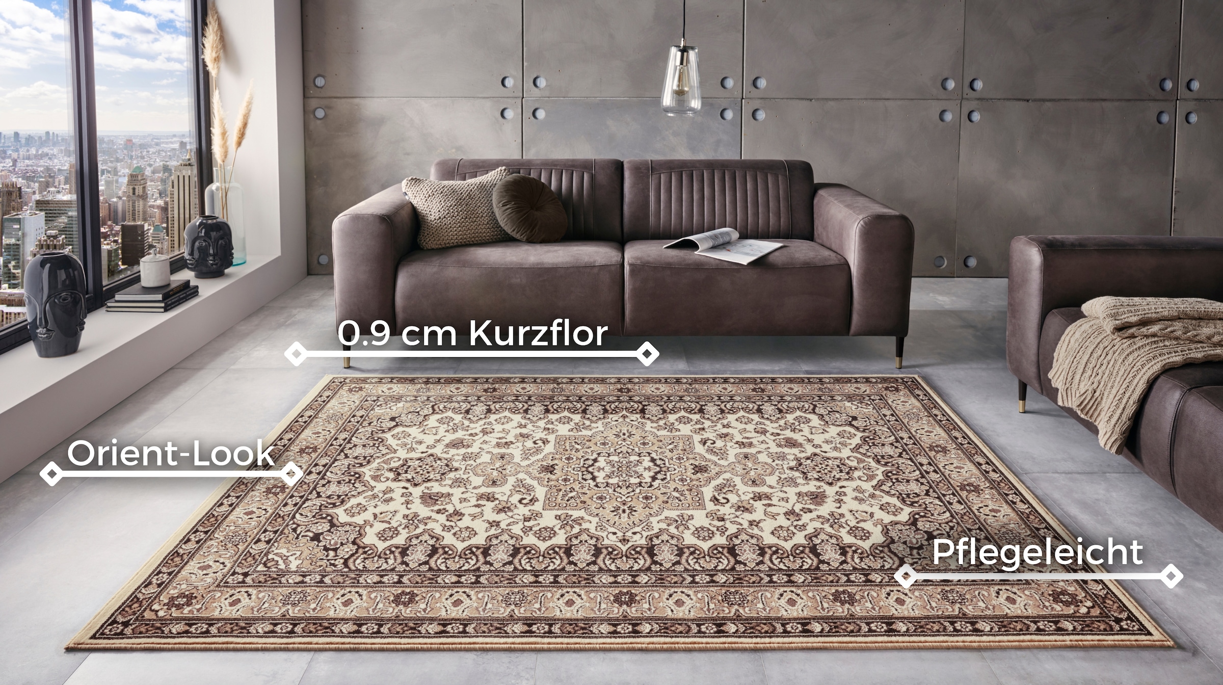 NOURISTAN Teppich »Parun Täbriz«, rechteckig, 9 mm Höhe, Kurzflor, Orient, Läufer, Vintage, Esszimmer, Wohnzimmer, Flur
