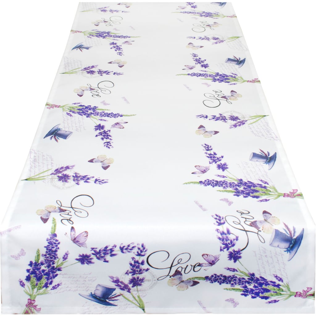 Delindo Lifestyle Tischläufer »Lavendel ZWEIGE«, (1 St.), Strukturgewebe, bedruckt