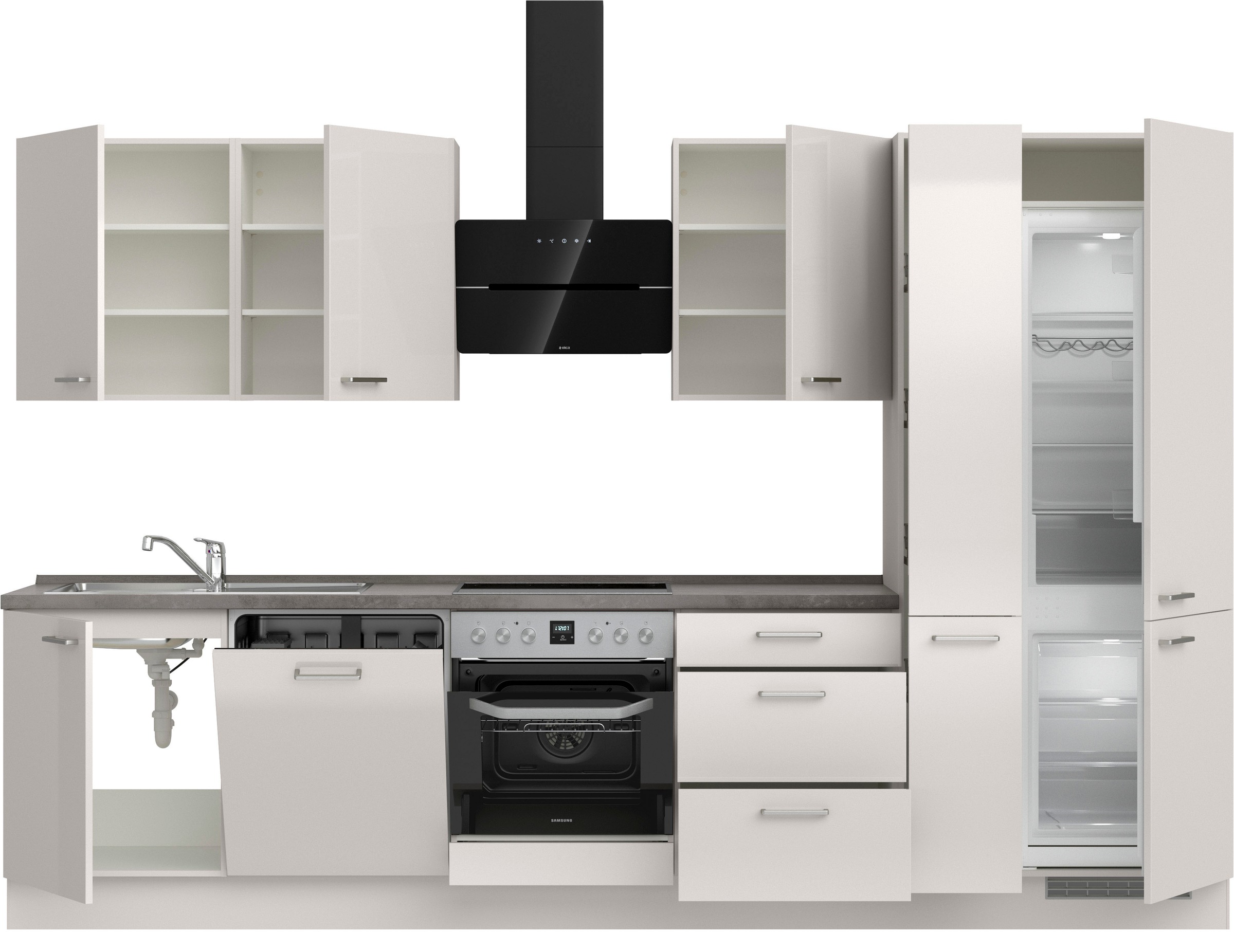 nobilia® Küchenzeile »"Flash II"«, vormontiert, Ausrichtung wählbar, Breite 330 cm, wahlw. mit E-Geräten