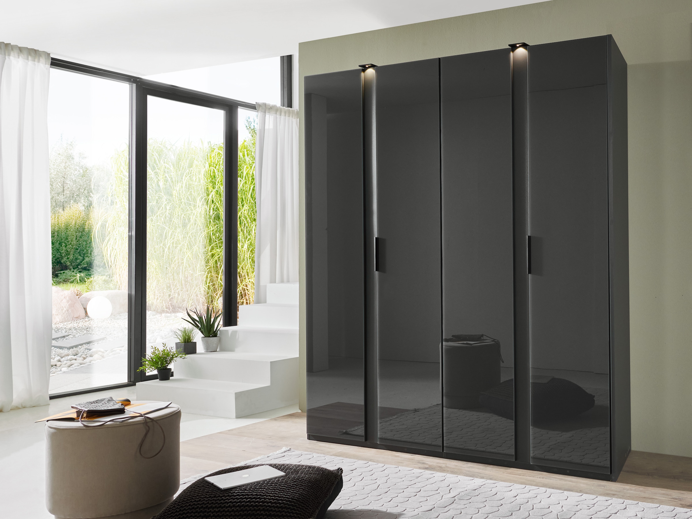 Wimex Drehtürenschrank »Rimini by fresh to go, 200, 250 oder 300cm Breite, 216cm hoch«, LED Bleuchtung inklusive, mit Glasfronten, Metallgriffen