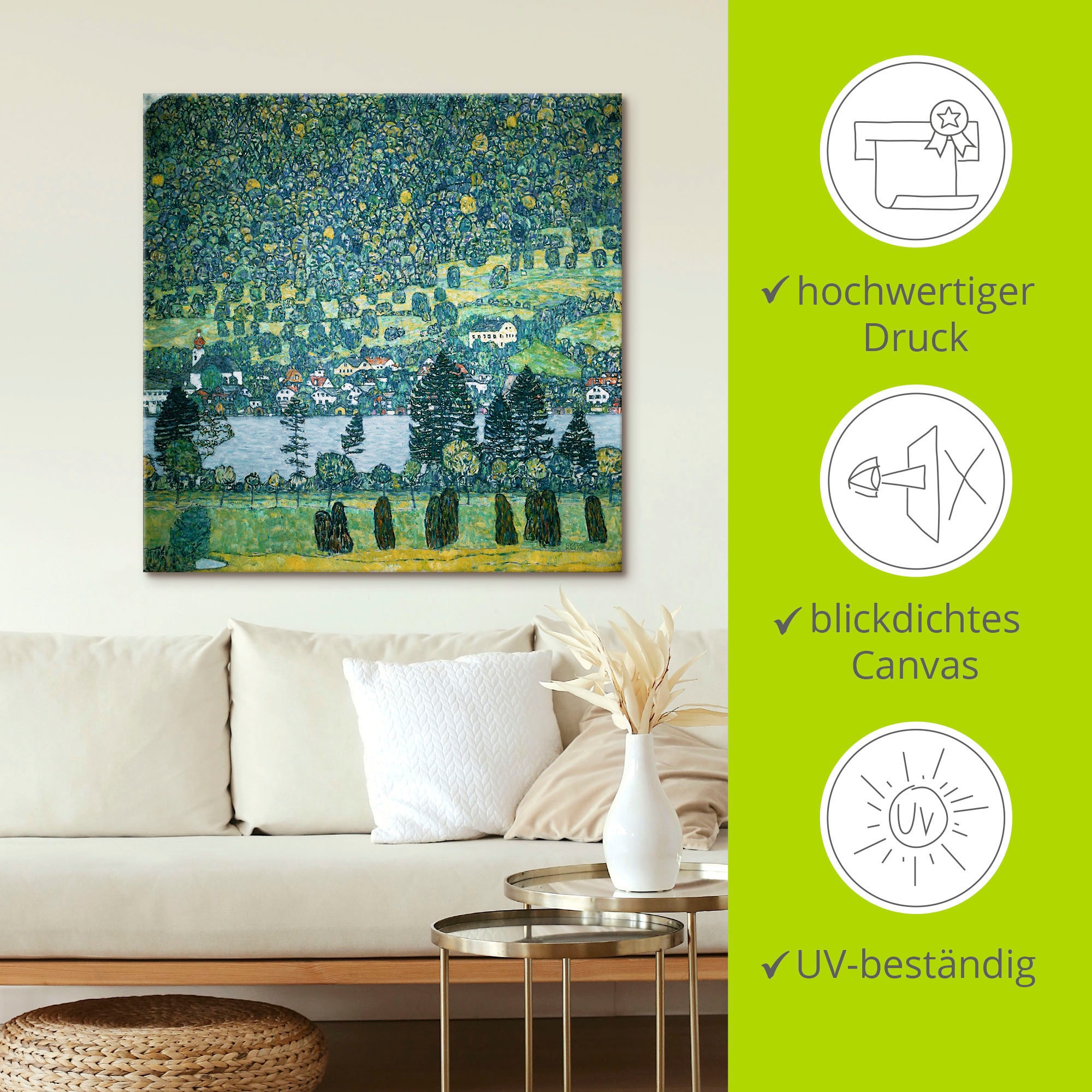 Artland Leinwandbild »Waldabhang in Unterach am Attersee«, Wald, (1 St.), auf Keilrahmen gespannt