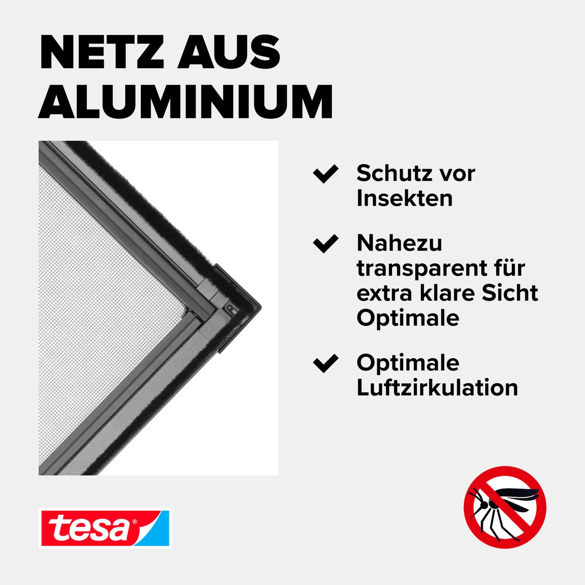 tesa Fliegengitter-Gewebe »Insect Stop Alu-Gitter Ersatzrolle für Fliegengitter - 1.2 m x 2.5 m«, Mückennetz als Ersatzgitter für Fenster & Türen