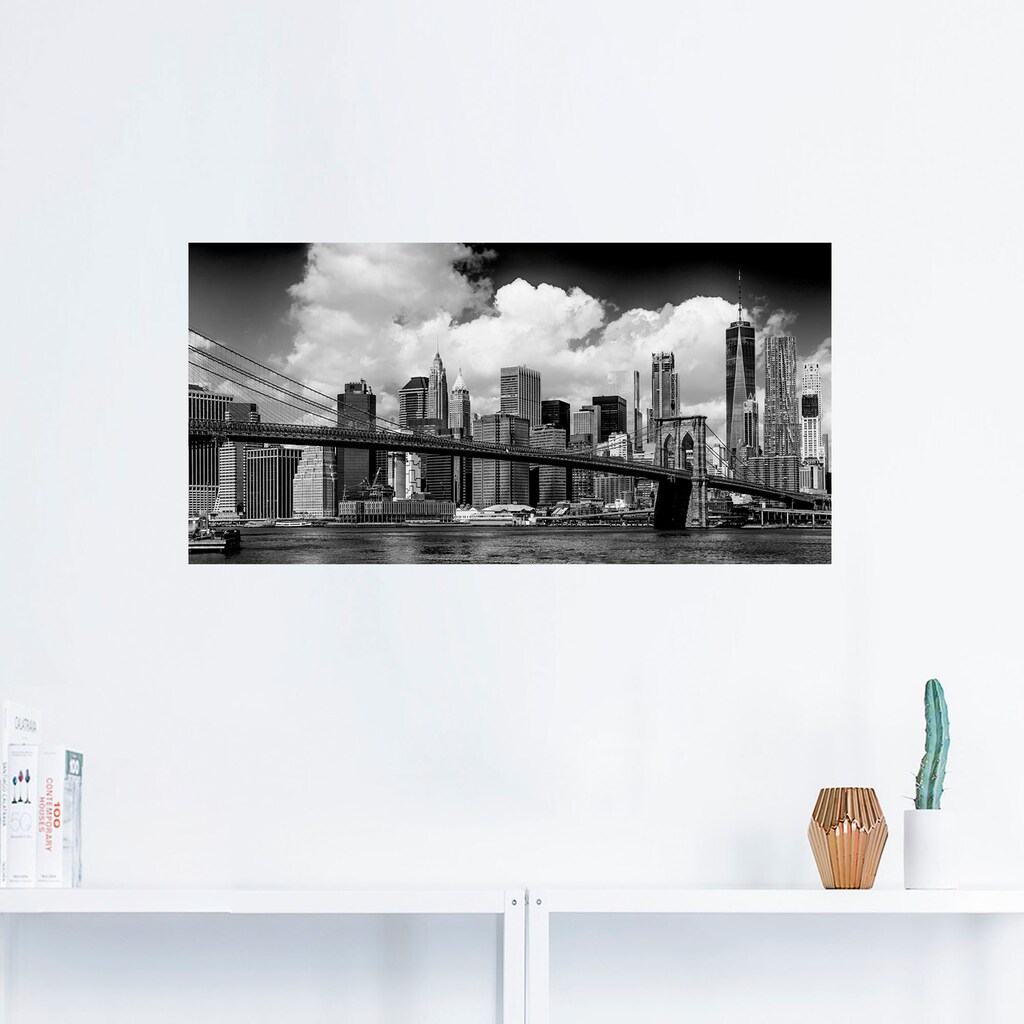 Artland Wandbild »Manhattan Skyline, Brooklyn Bridge«, New York, (1 St.)