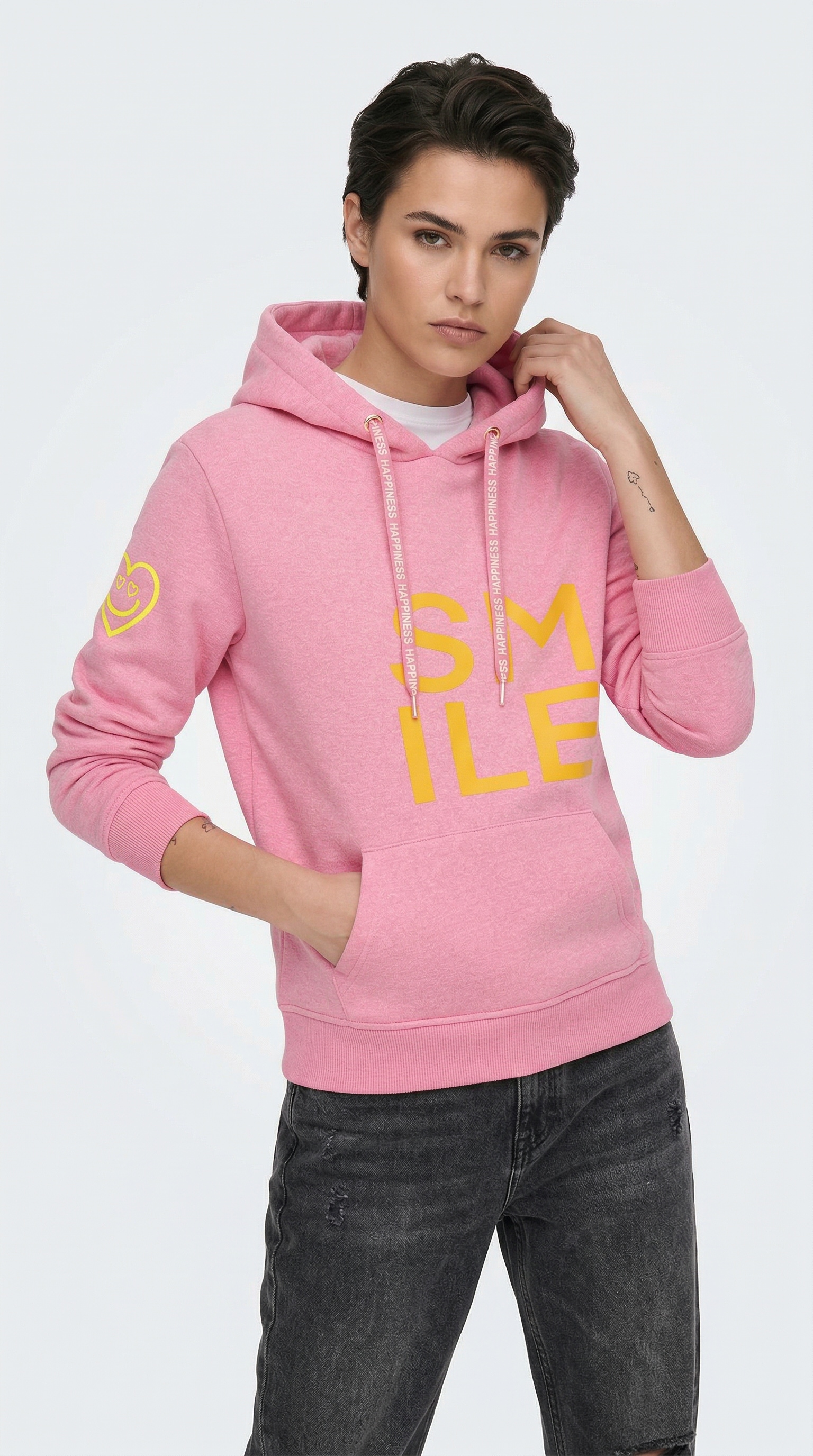 Zwillingsherz Hoodie »"Alissa"«, Langarm, Kapuze, Neon-Details, Kordelzug, Frontprint, Kängurutasche
