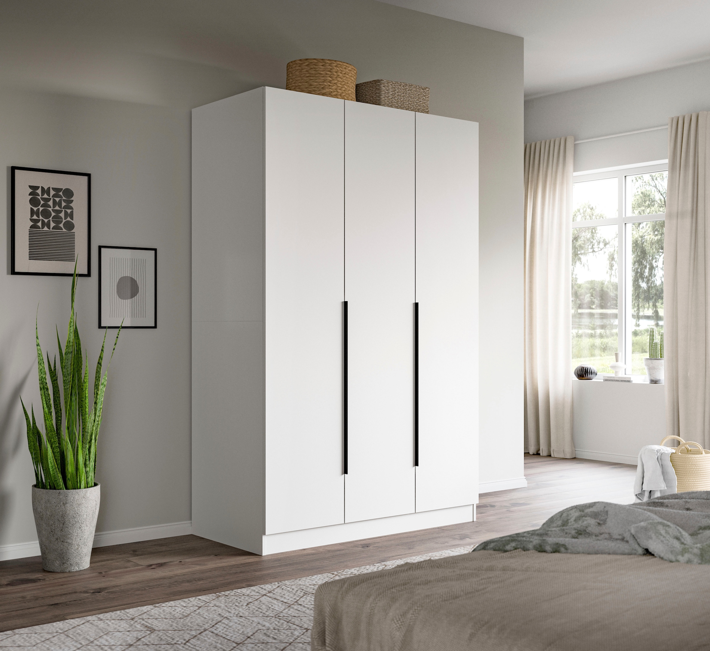 Home affaire Kleiderschrank »Skarde Schlafzimmerschrank, Garderobe, Schrank, Bestseller«, (Otto Bestseller Garderobe Schlafzimmerschrank), Breite: 120 cm, weiß, Kleiderstange 4 Böden