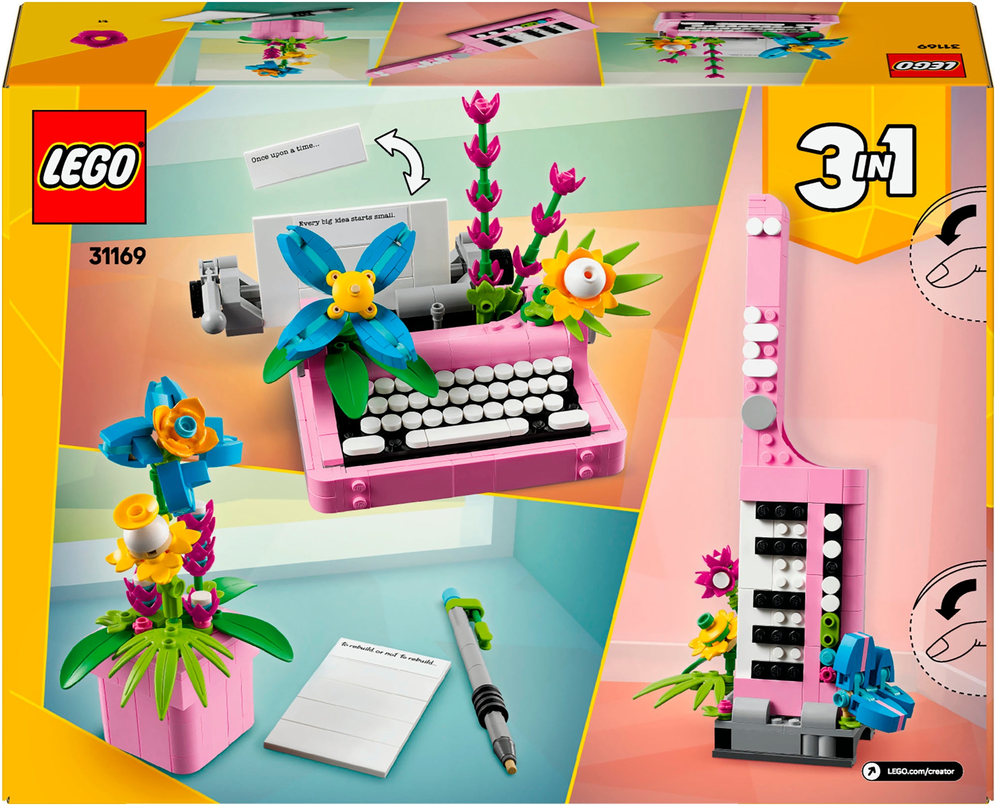 LEGO® Konstruktionsspielsteine »Schreibmaschine mit Blumen (31169), LEGO Creator«, (363 St.), Made in Europe