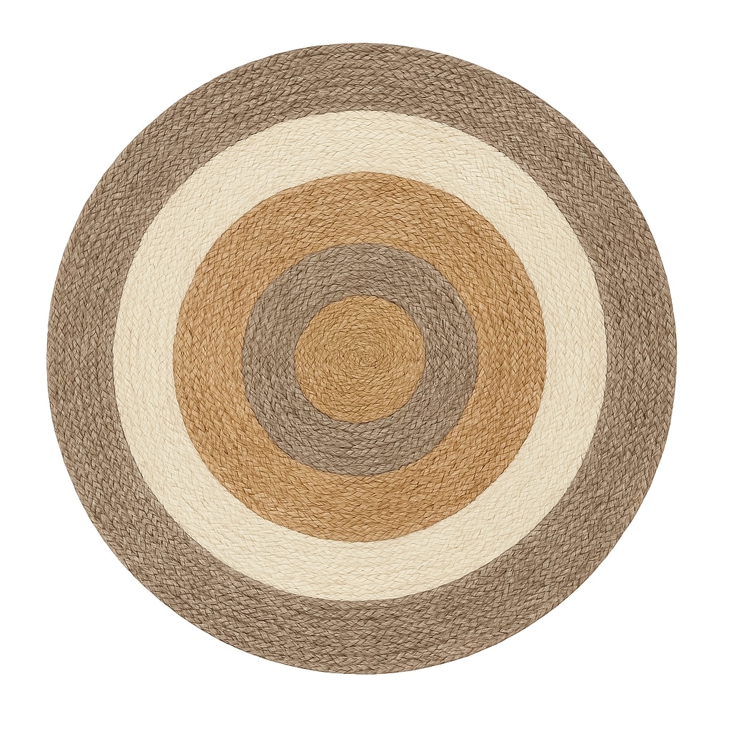 Myflair Möbel & Accessoires Teppich »Terra Rings«, rund, 10 mm Höhe, Juteteppich, handgeflochten, Wendeteppich, gestreift, reine Naturfaser